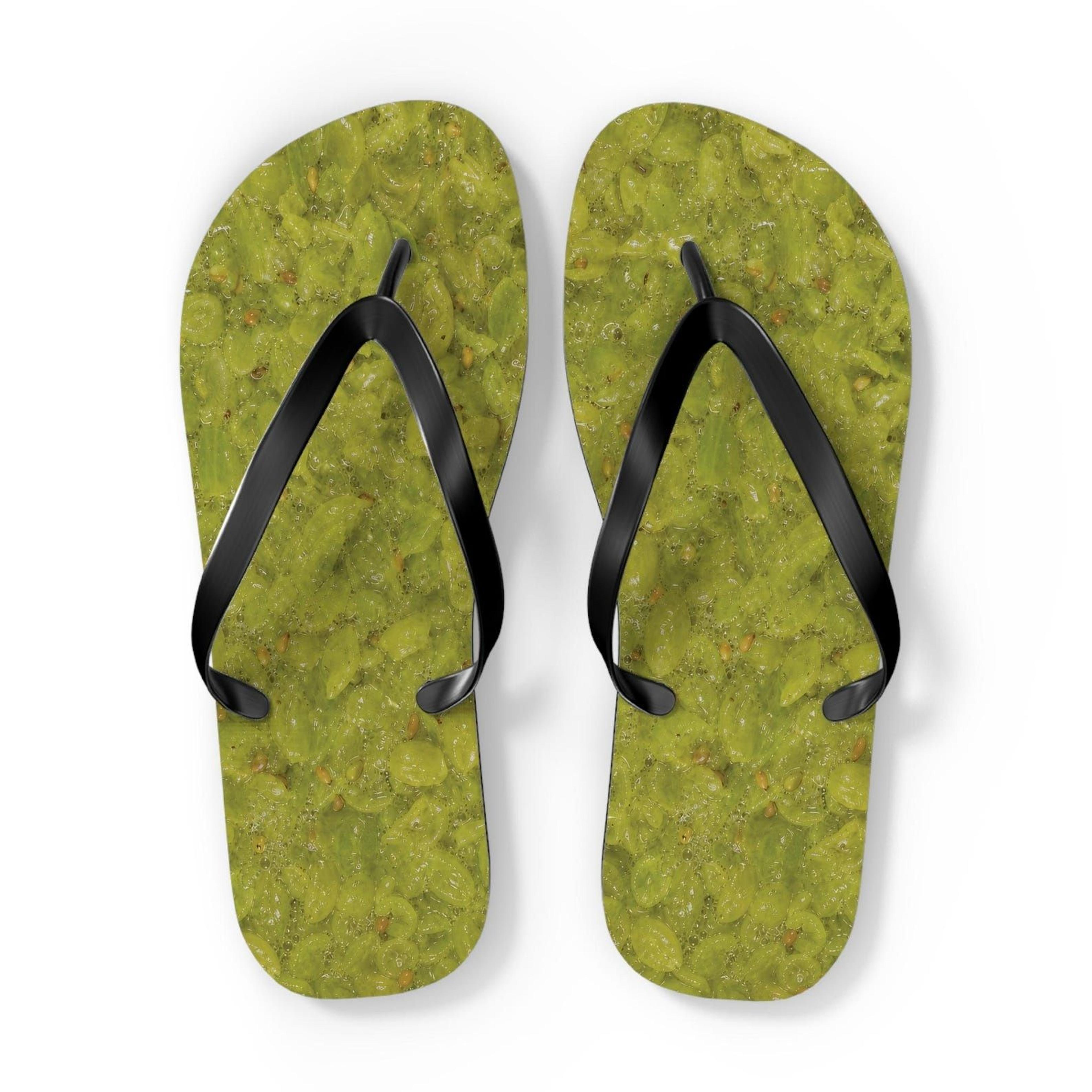 crushed green grapes texture flip flops for women & men | beach sandals | summer flip flops