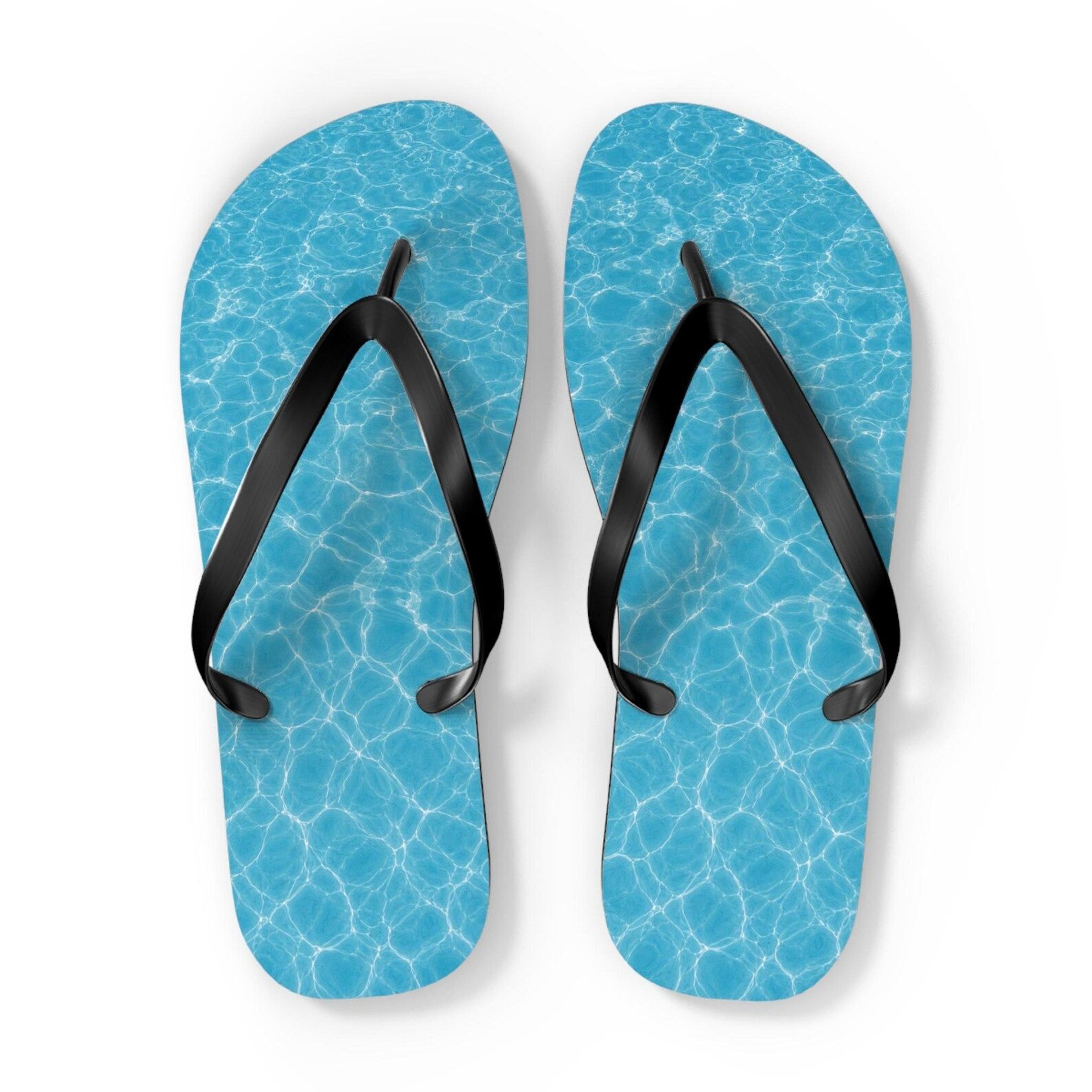 water pattern flip flops for women & men | blue water print sandals | beach flip flops