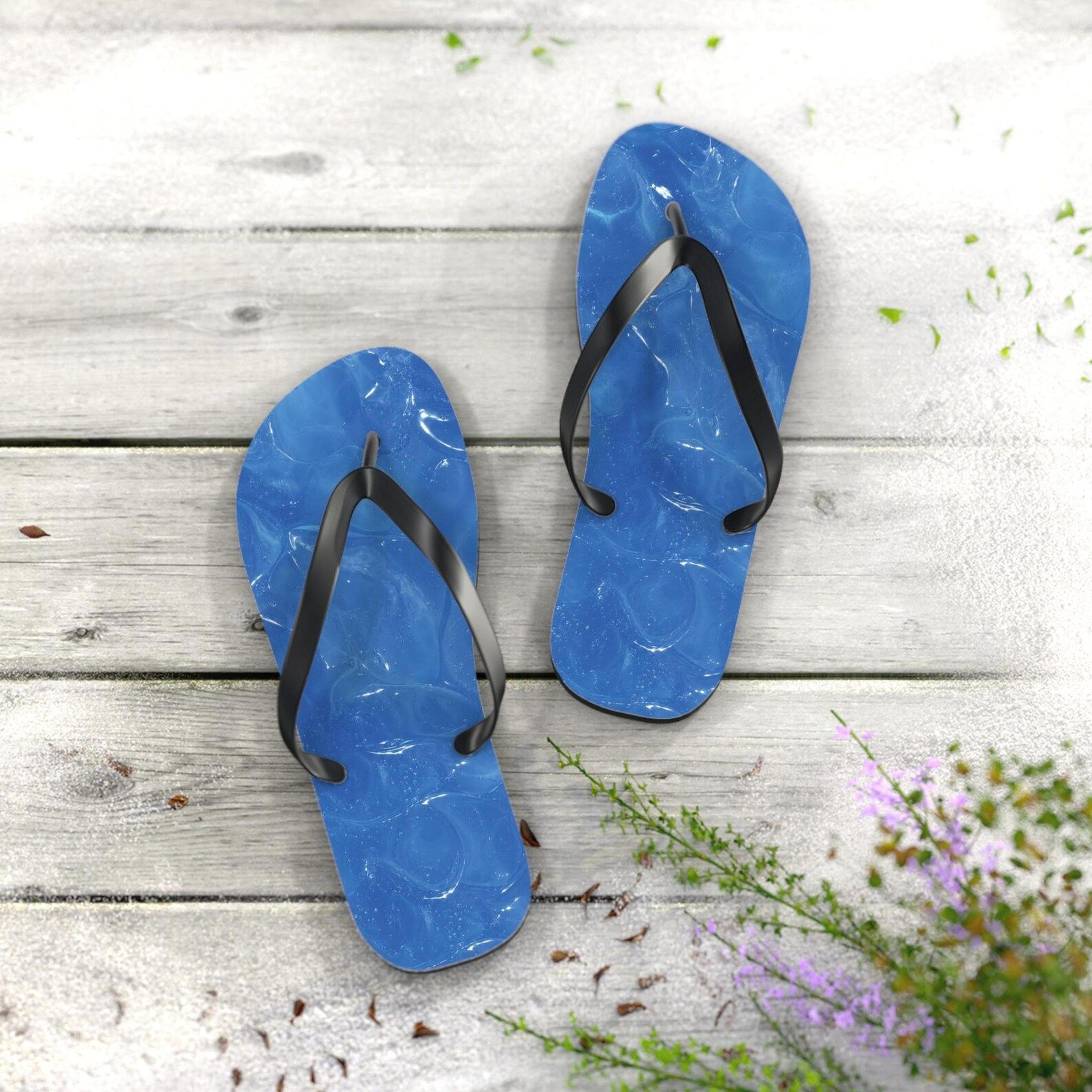 blue jelly flip flops for women | summer beach sandals | lightweight vacation slippers