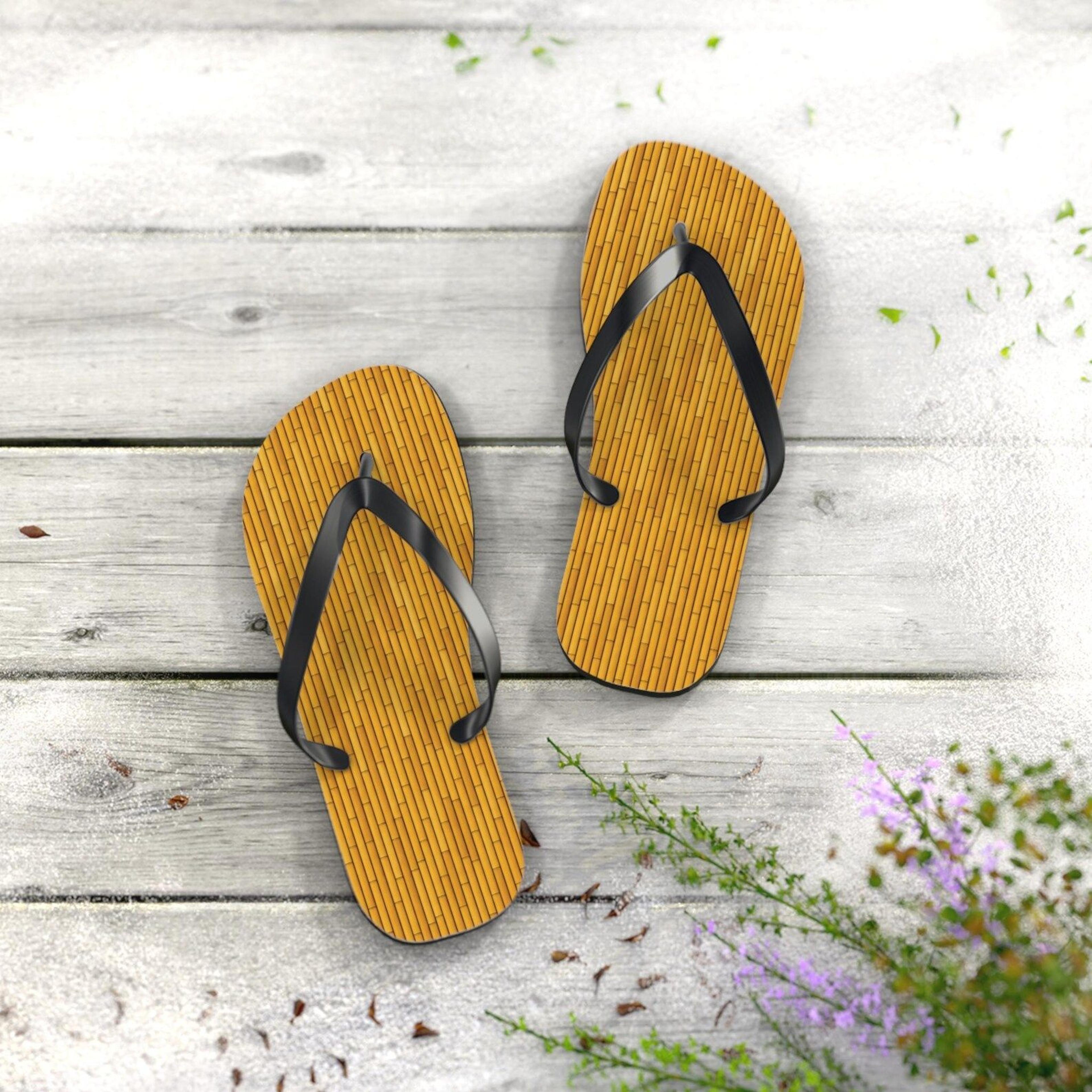 bamboo pattern flip flops for women | tropical beach sandals | lightweight summer vacation slippers