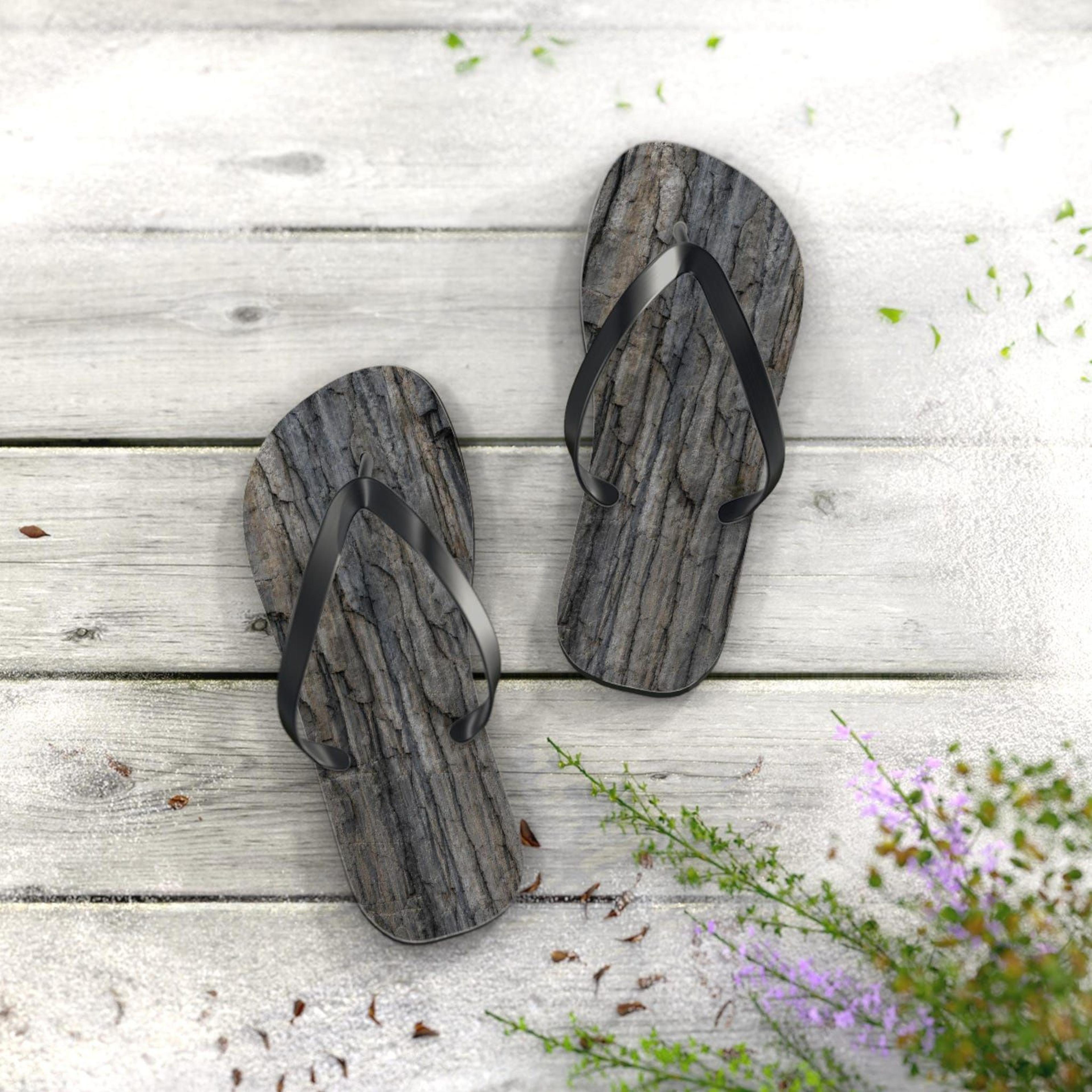 cliff face texture flip flops for women | rock texture beach sandals | lightweight summer vacation slippers