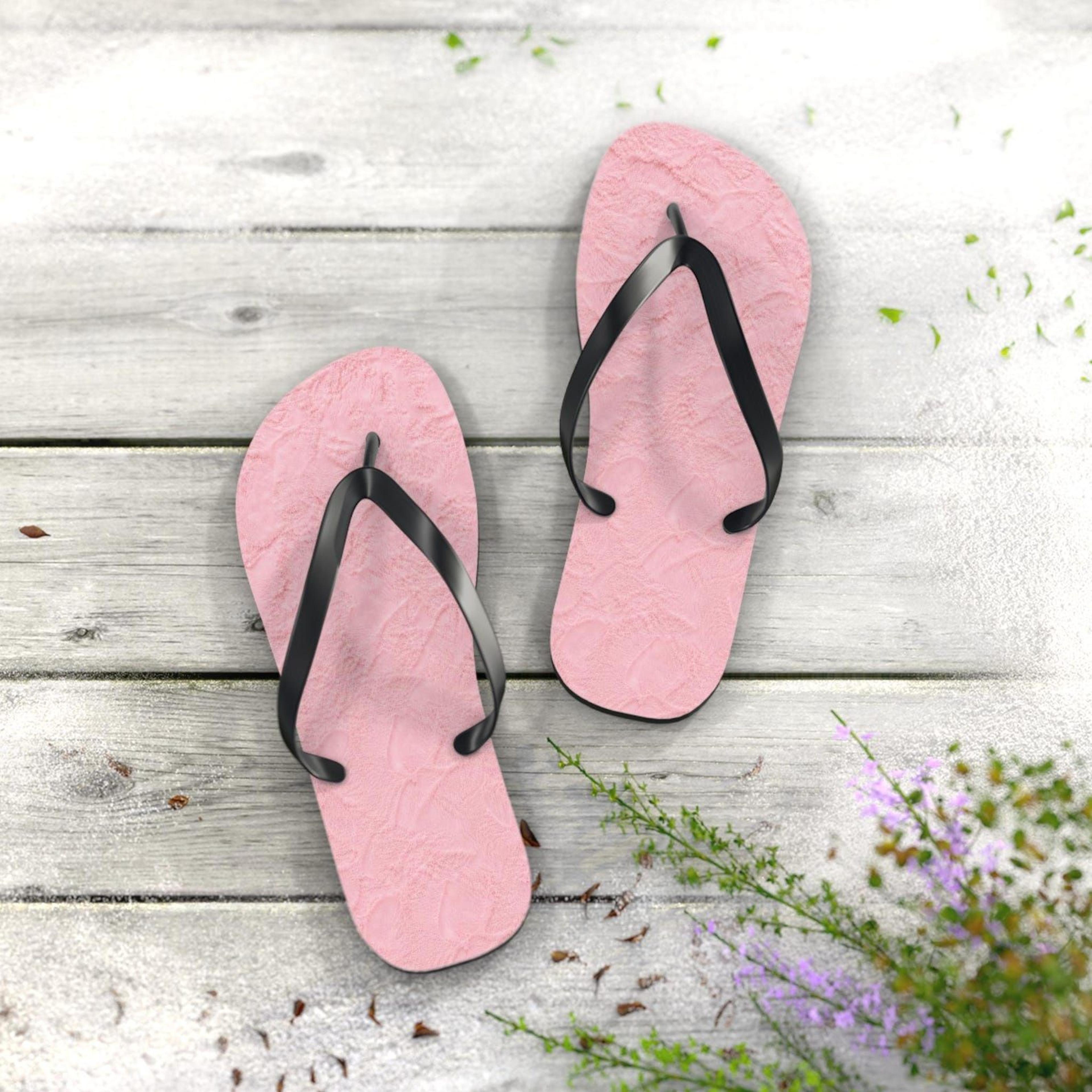 pink ice cream texture flip flops for women | summer beach sandals | lightweight vacation slippers