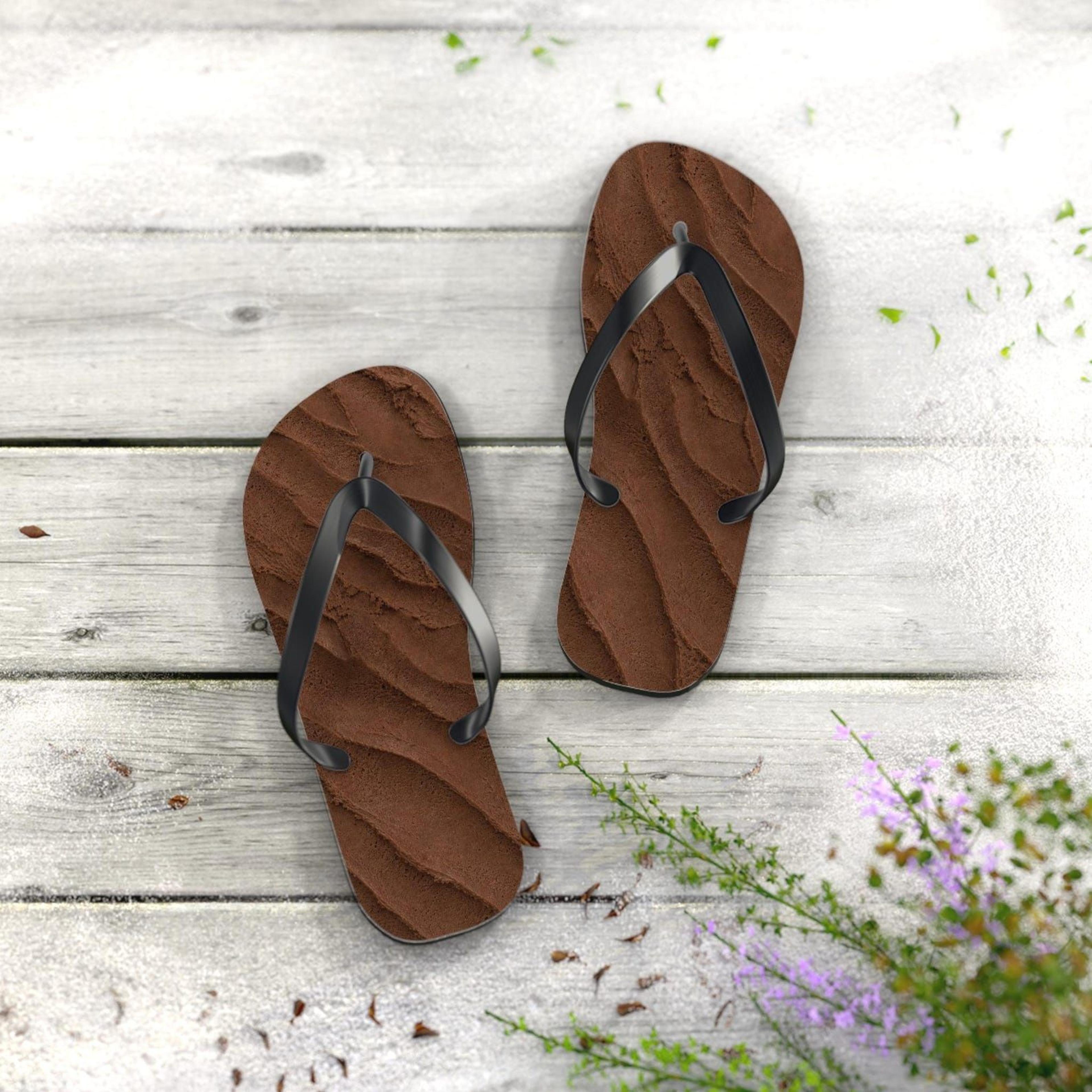 chocolate ice cream texture flip flops for women | beach sandals | lightweight summer vacation slippers