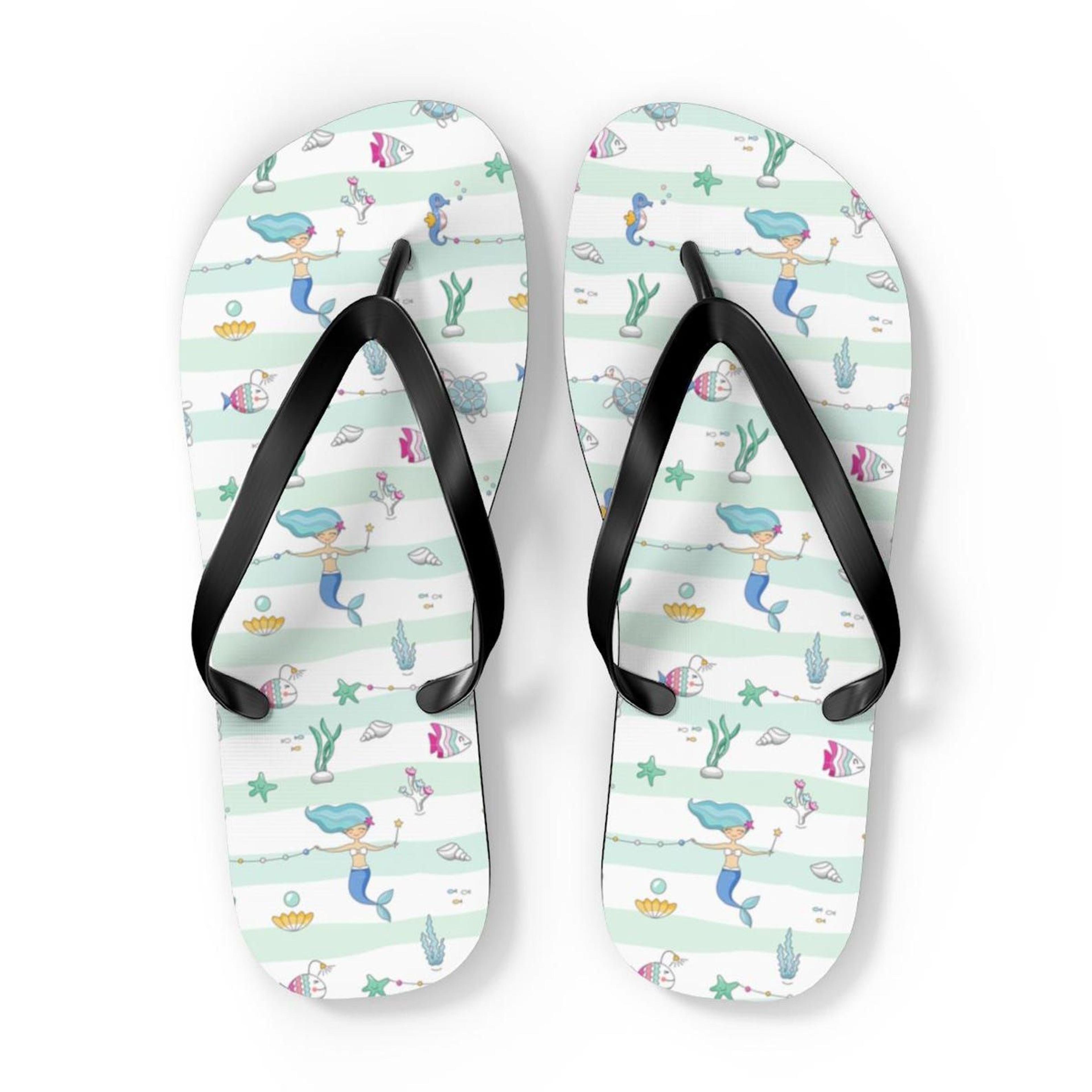 mermaid flip flops cute under the sea sandals ocean beach summer footwear