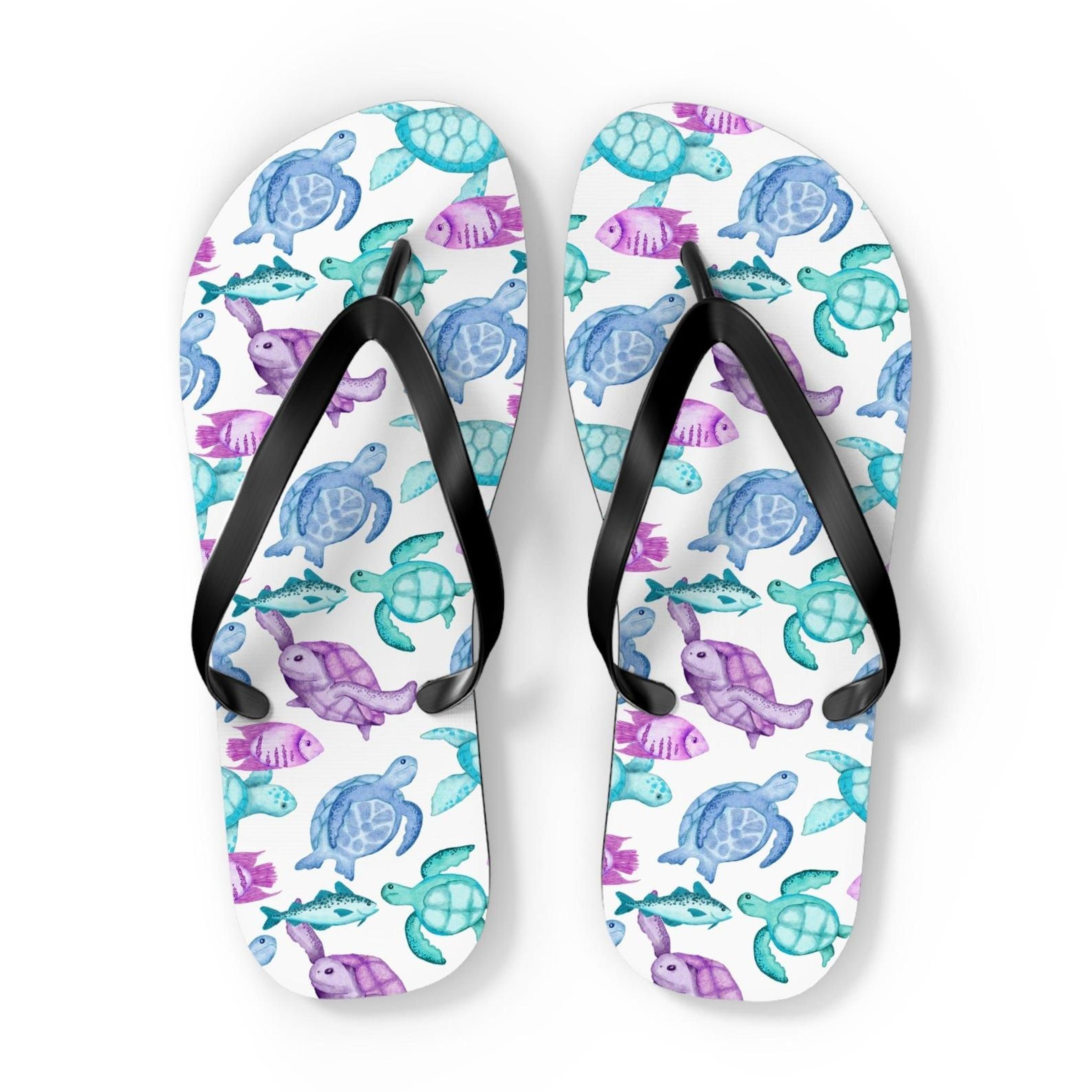 sea turtle flip flops ocean life sandals marine beach summer footwear