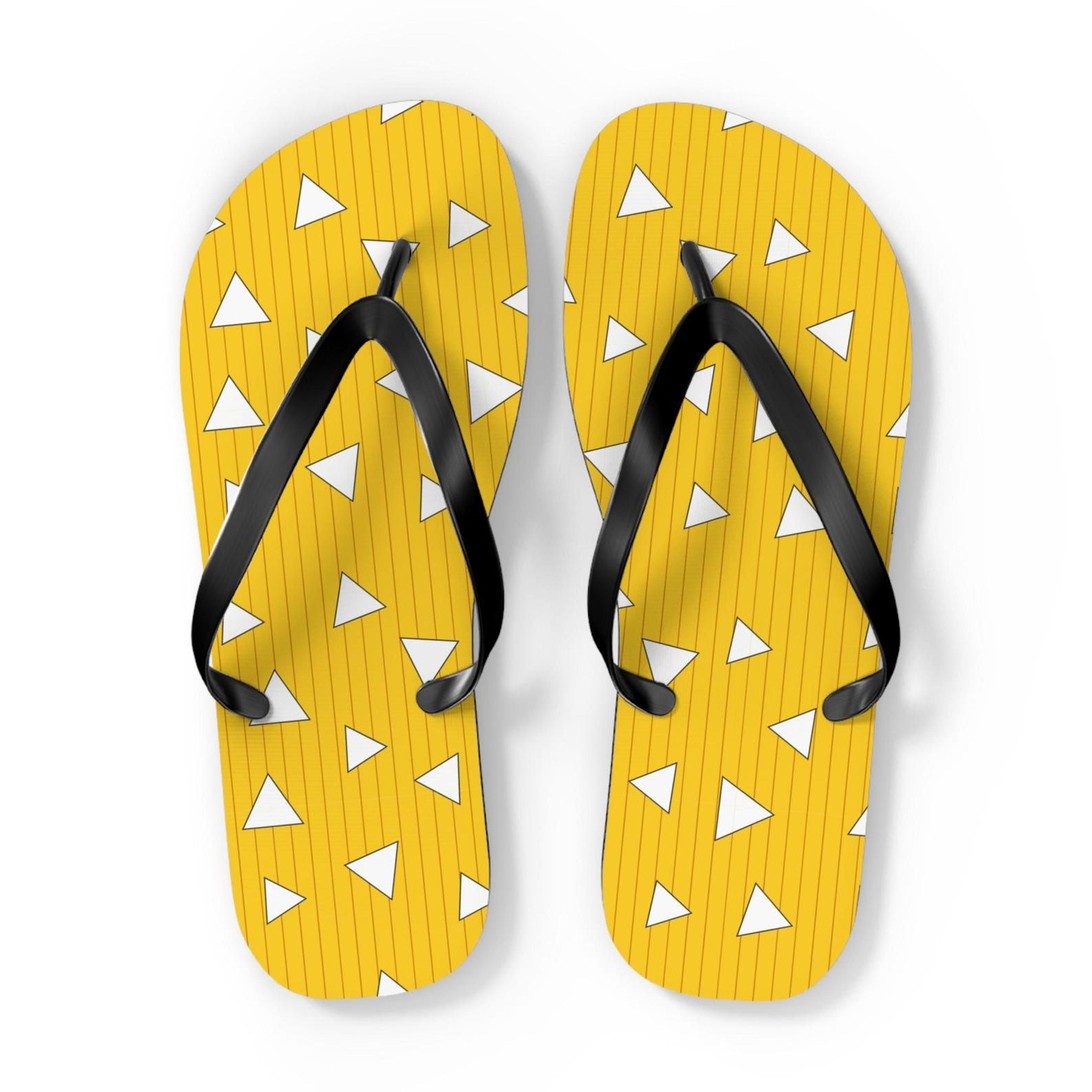 anime inspired yellow flip flops kawaii triangle sandals japanese style summer beach footwear