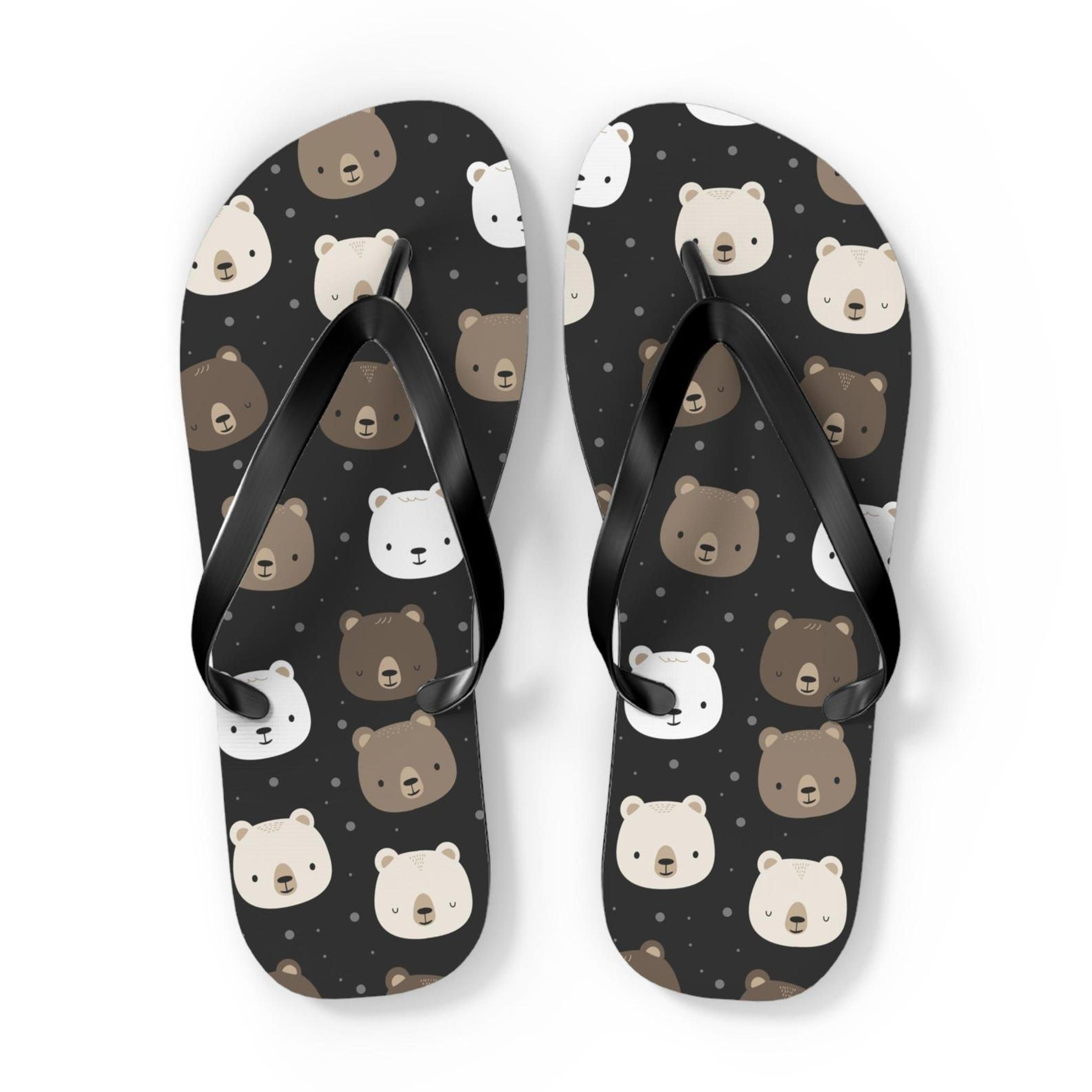 cute bear flip flops kawaii teddy bear sandals forest animal summer beach footwear
