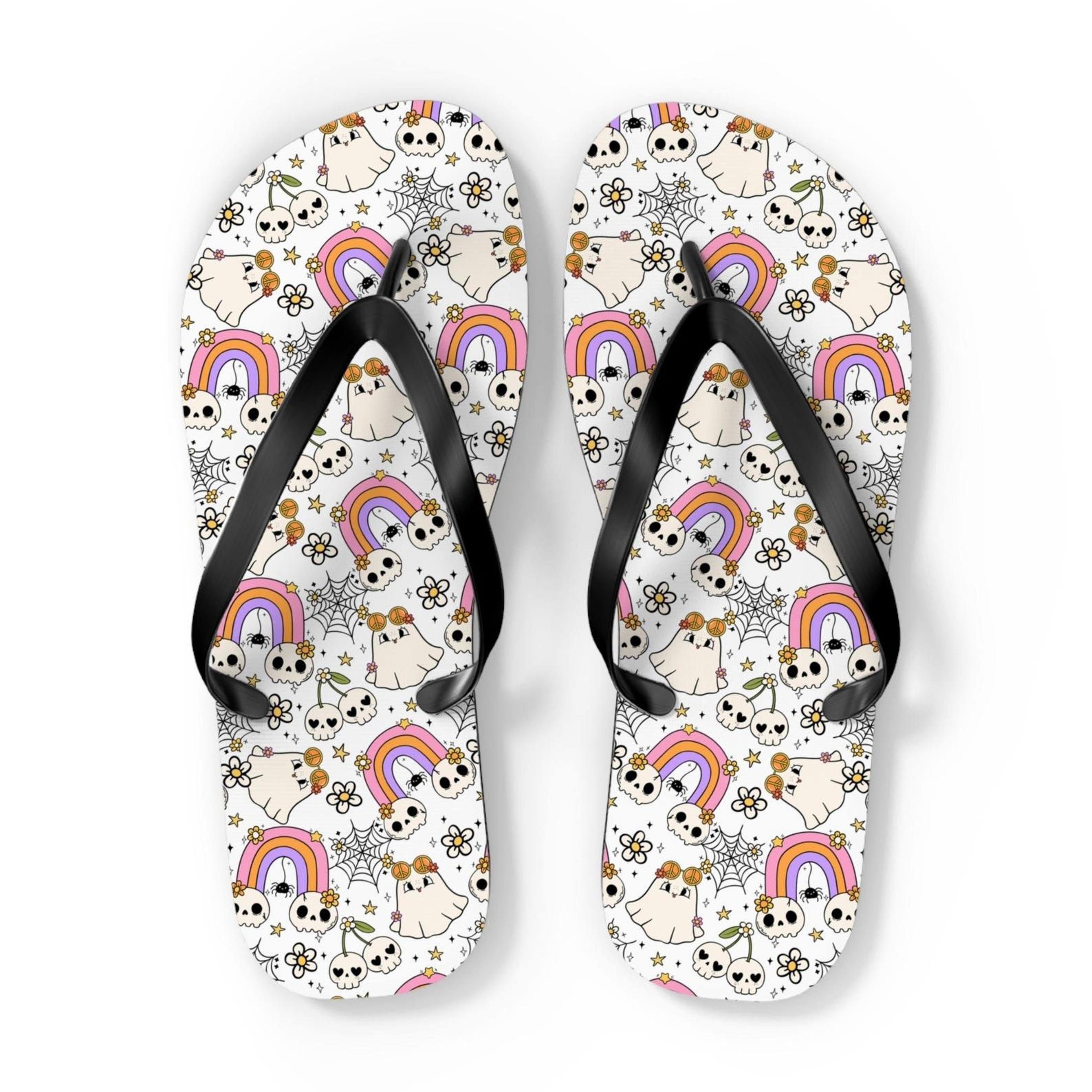 spooky cute flip flops pastel halloween sandals kawaii ghost summer beach footwear