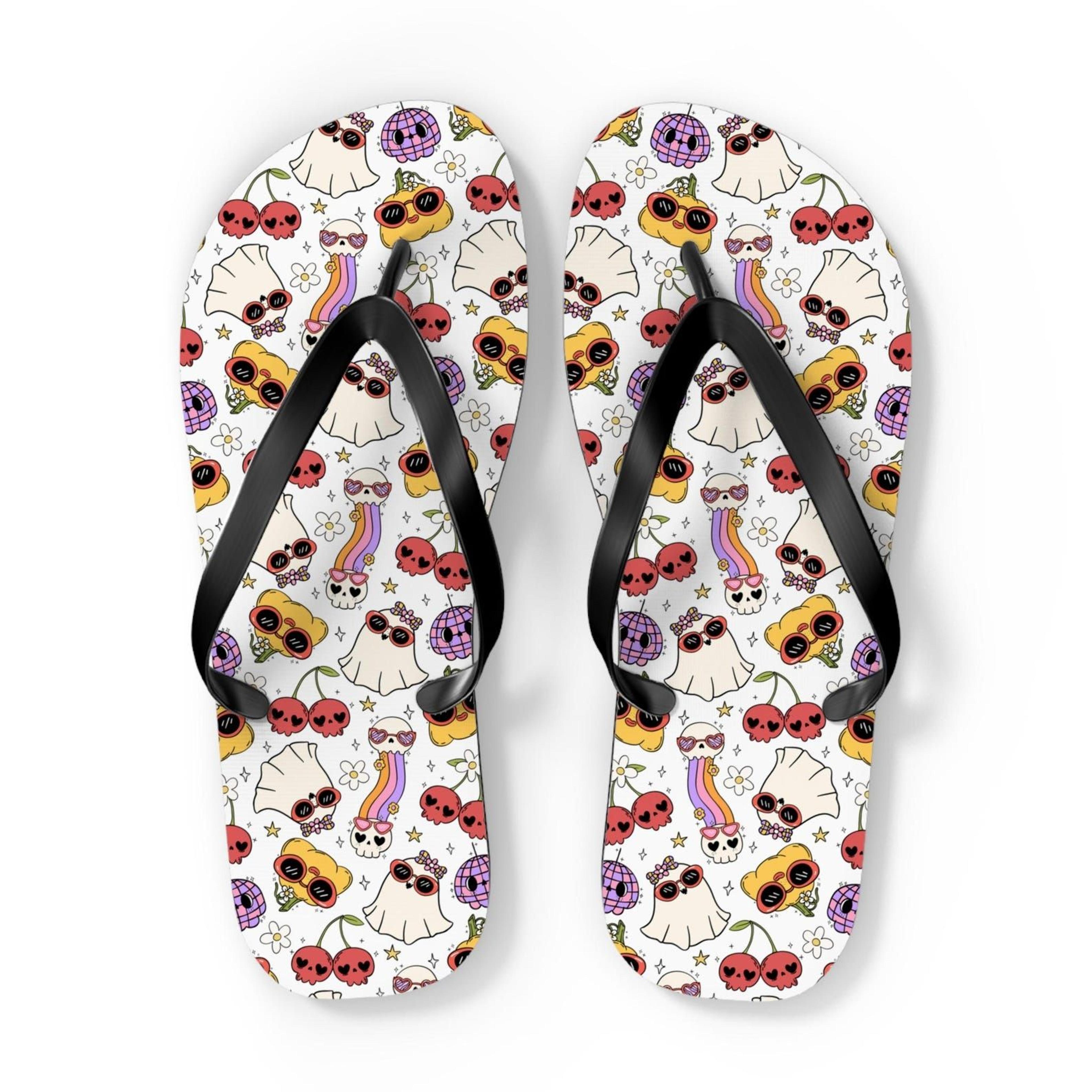 spooky cute flip flops pastel goth halloween sandals kawaii ghost summer footwear