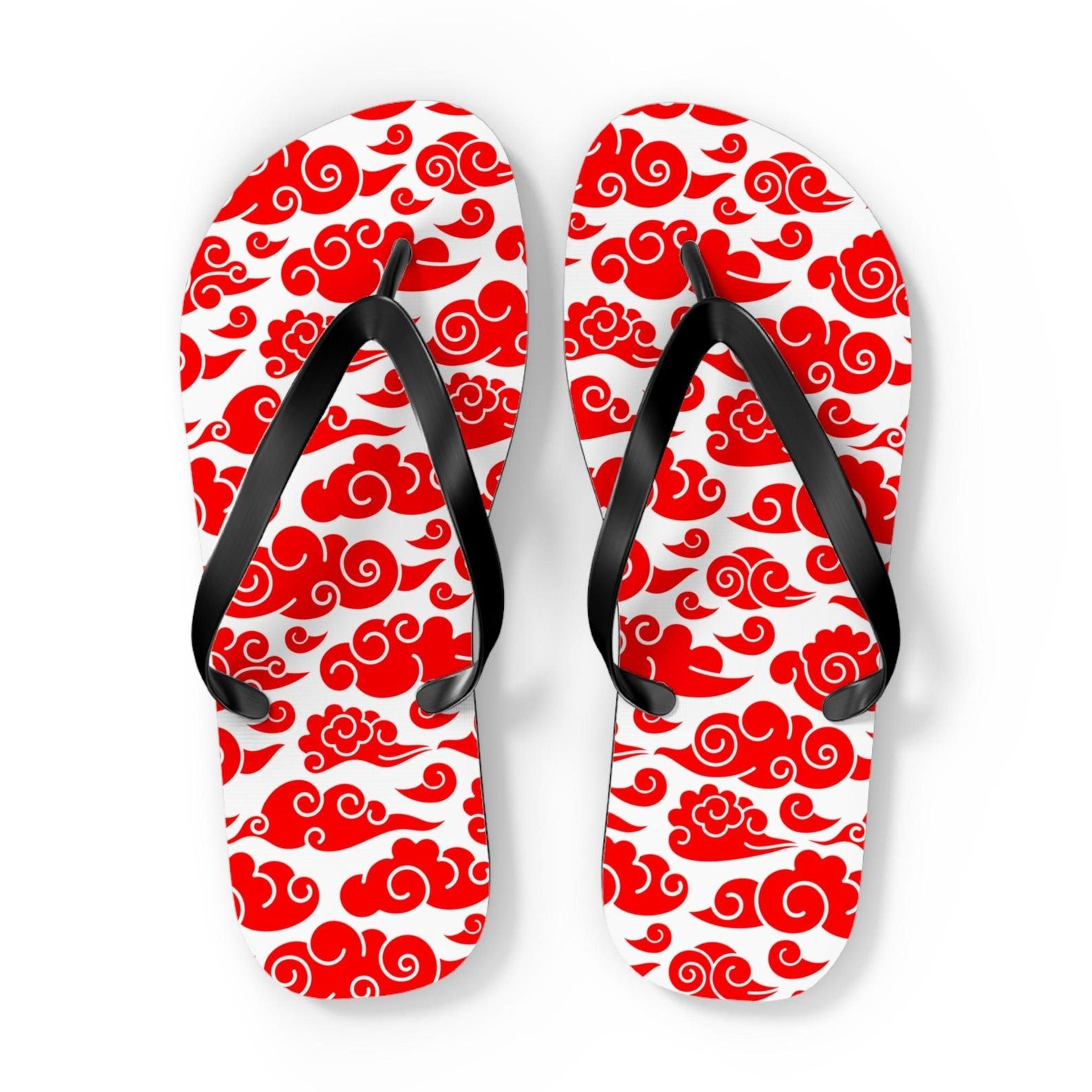 japanese red cloud flip flops anime inspired sandals red cloud summer beach footwear