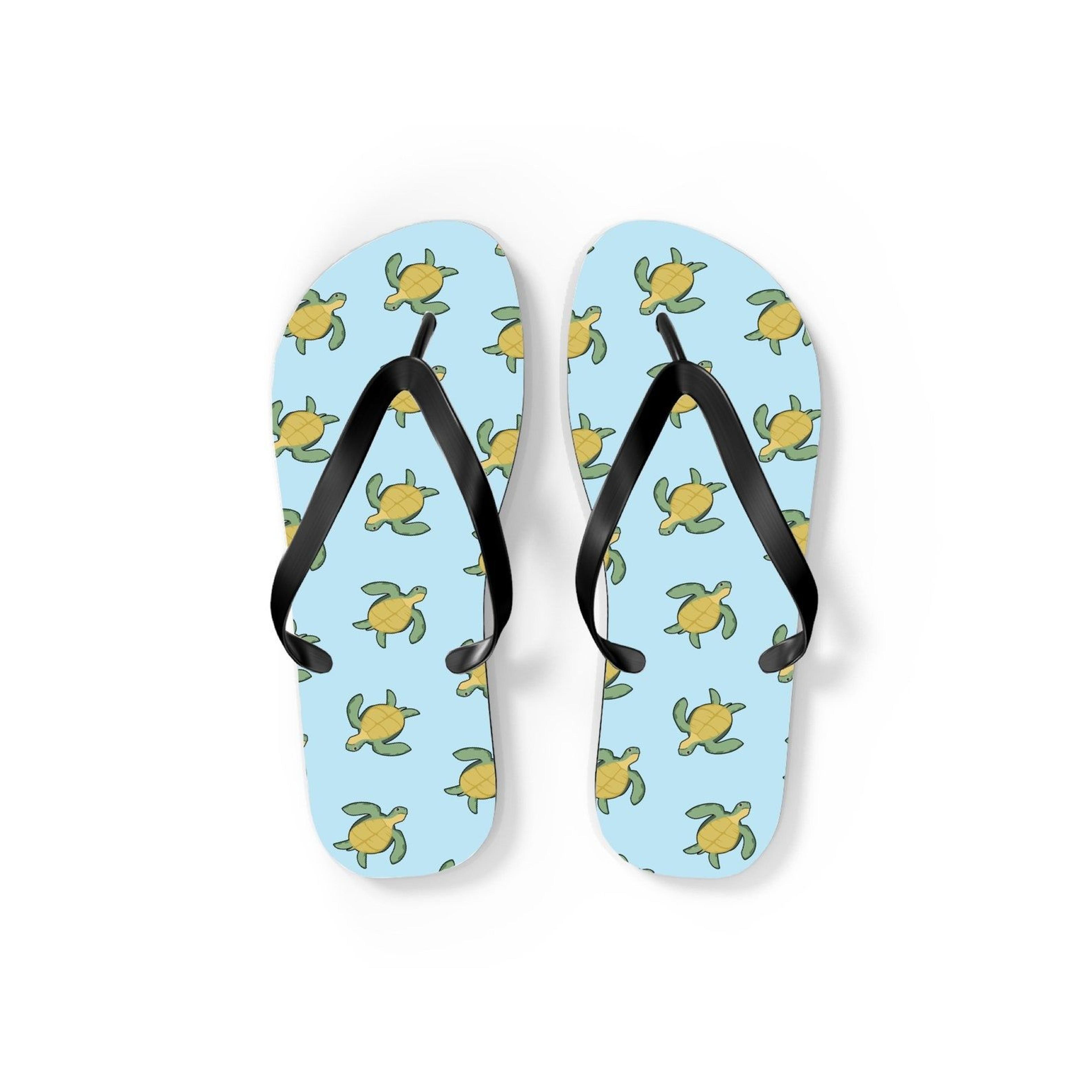 sea turtle flip flops for men & women | cute turtle sandals | beach vacation footwear