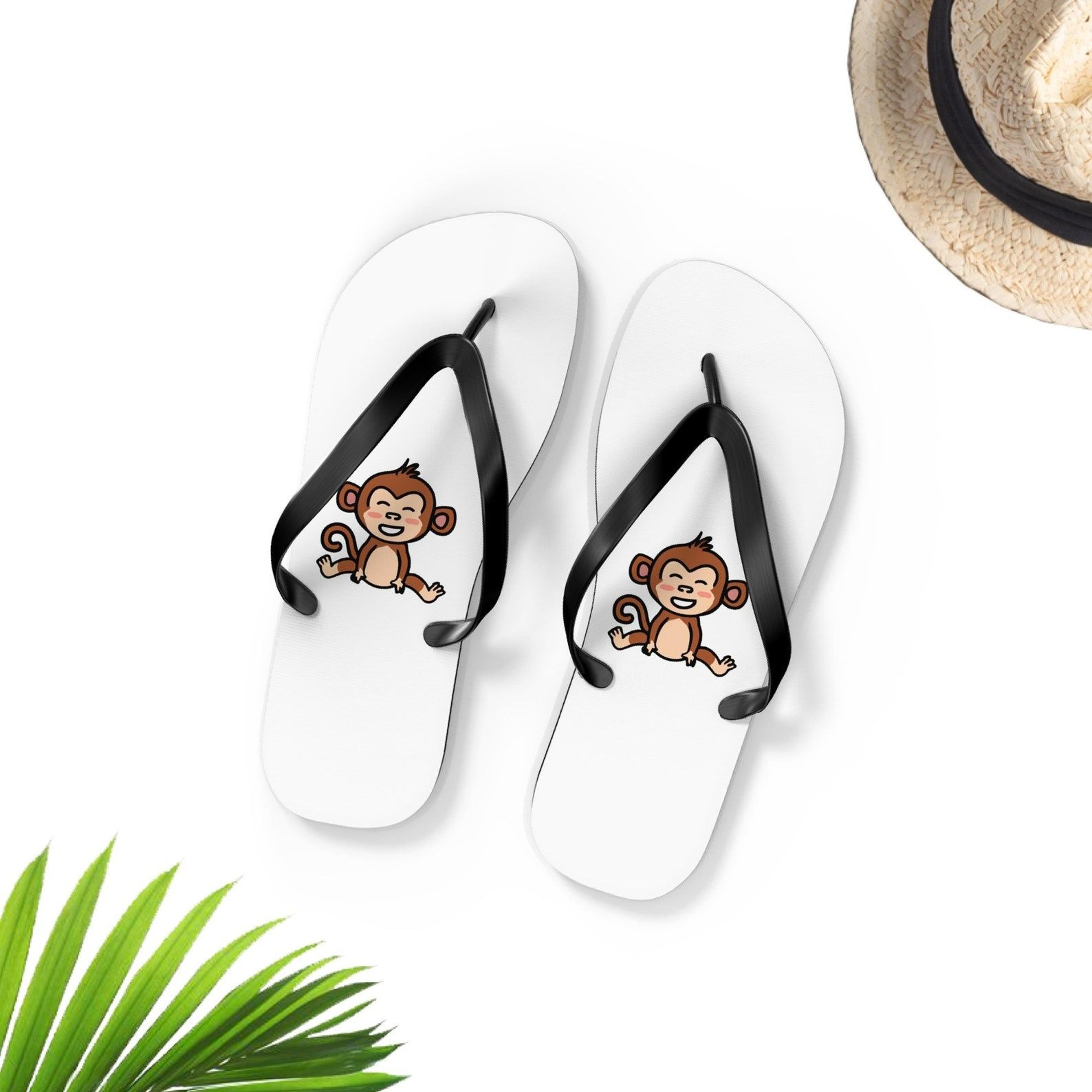 cute monkey flip flops for men & women | fun monkey sandals | animal print beach footwear
