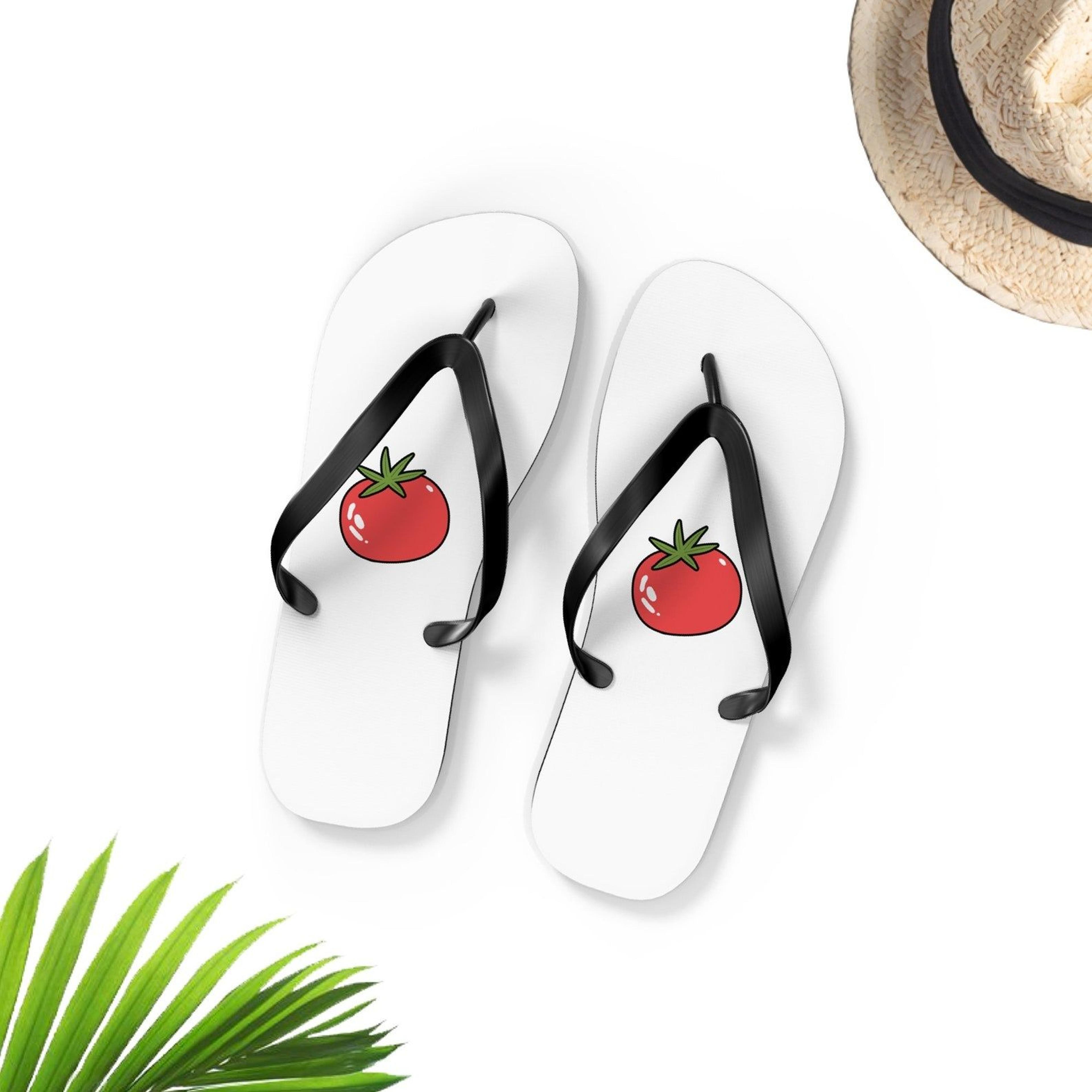cute tomato flip flops for men & women | funny tomato sandals | summer beach footwear
