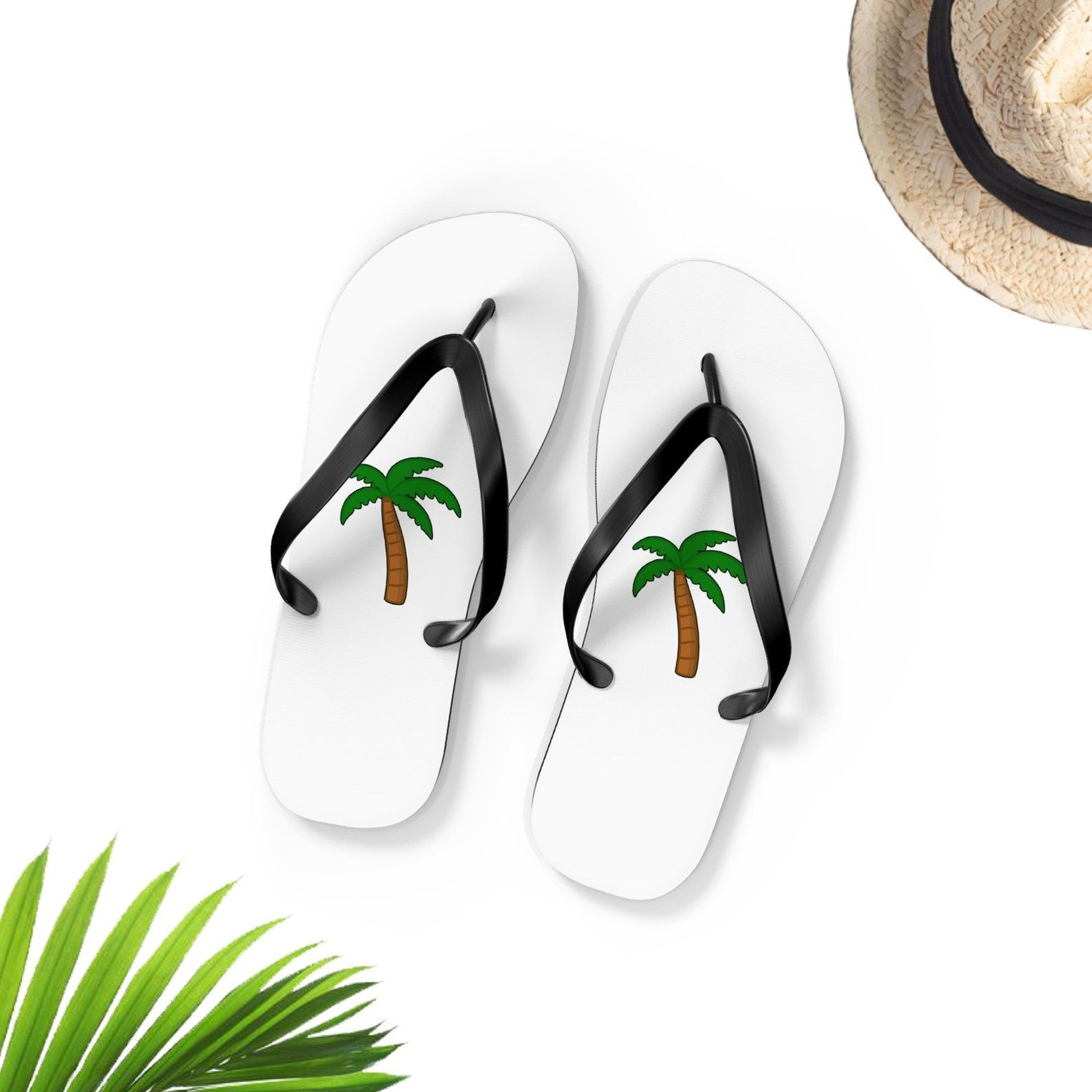 palm tree flip flops for men & women | tropical beach sandals | coastal summer footwear