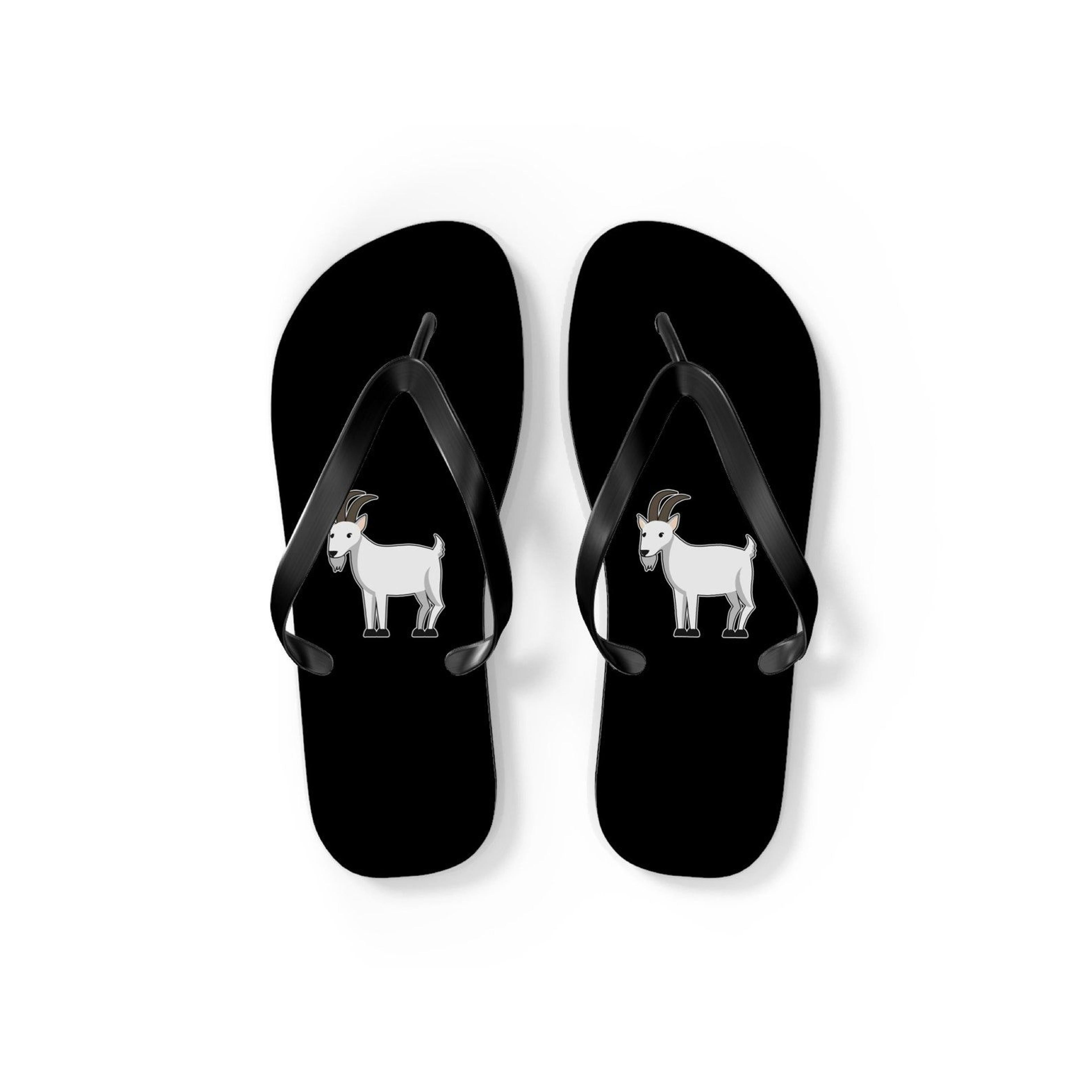 cute goat flip flops for men & women | goat sandals | fun farm animal summer footwear