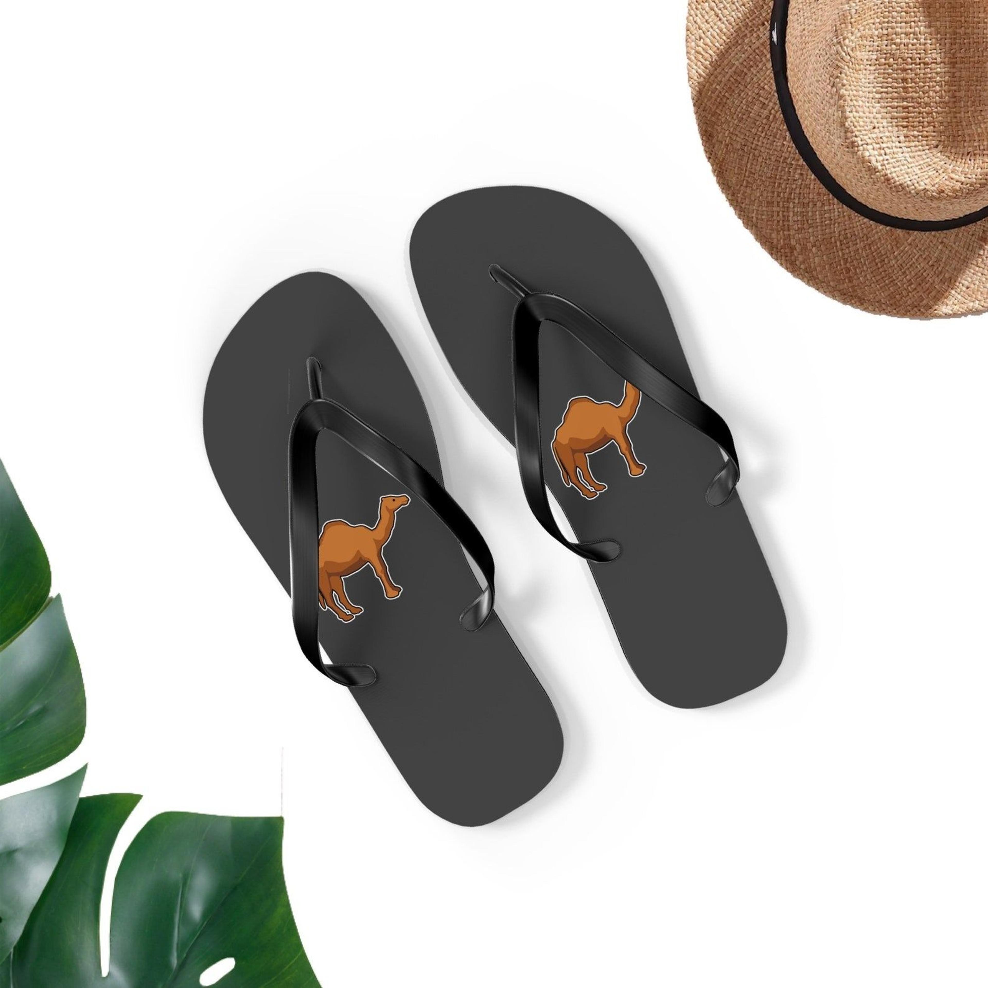 cute camel flip flops for men & women | camel sandals | desert inspired summer footwear