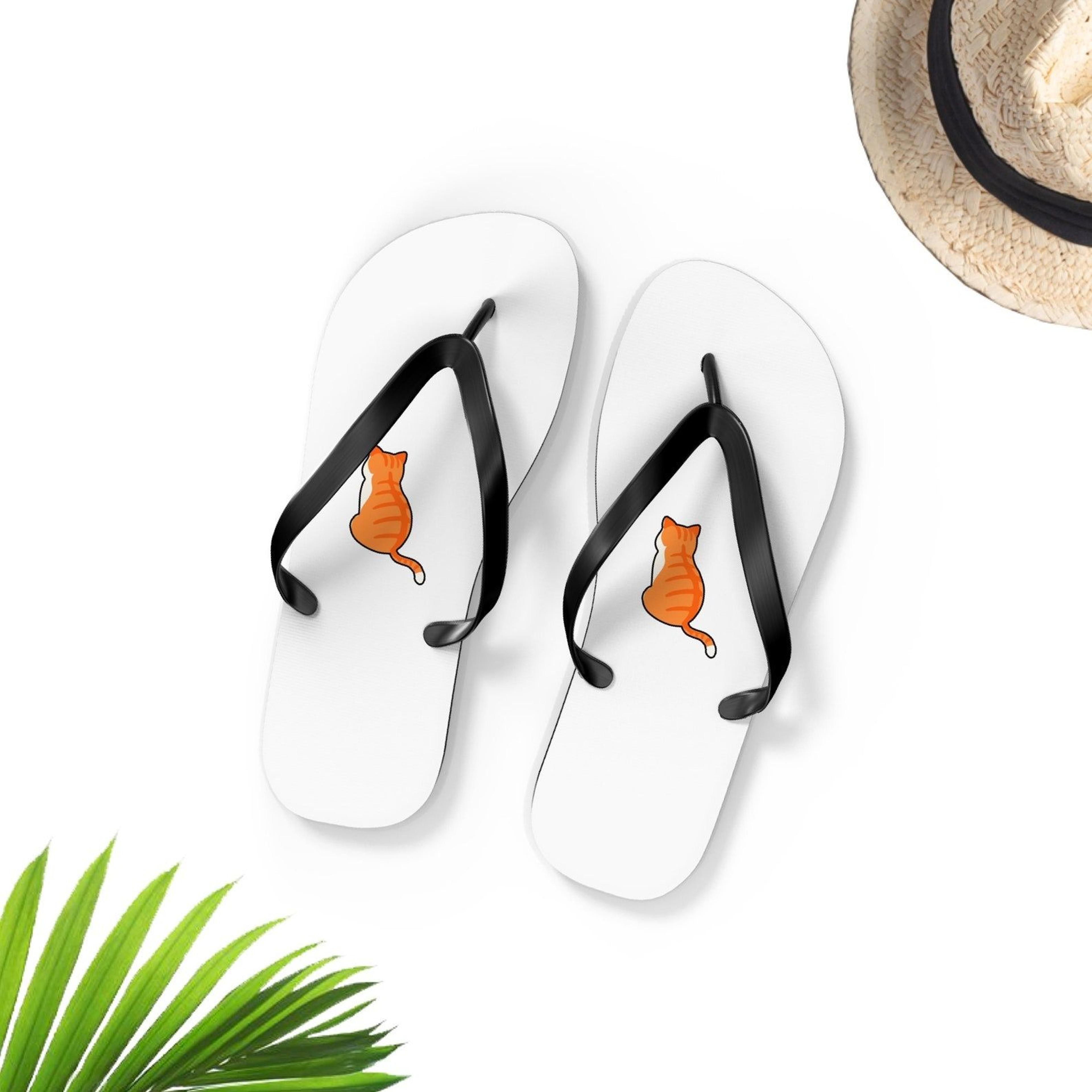 cute cat flip flops for men & women | cat sandals | fun summer beach footwear