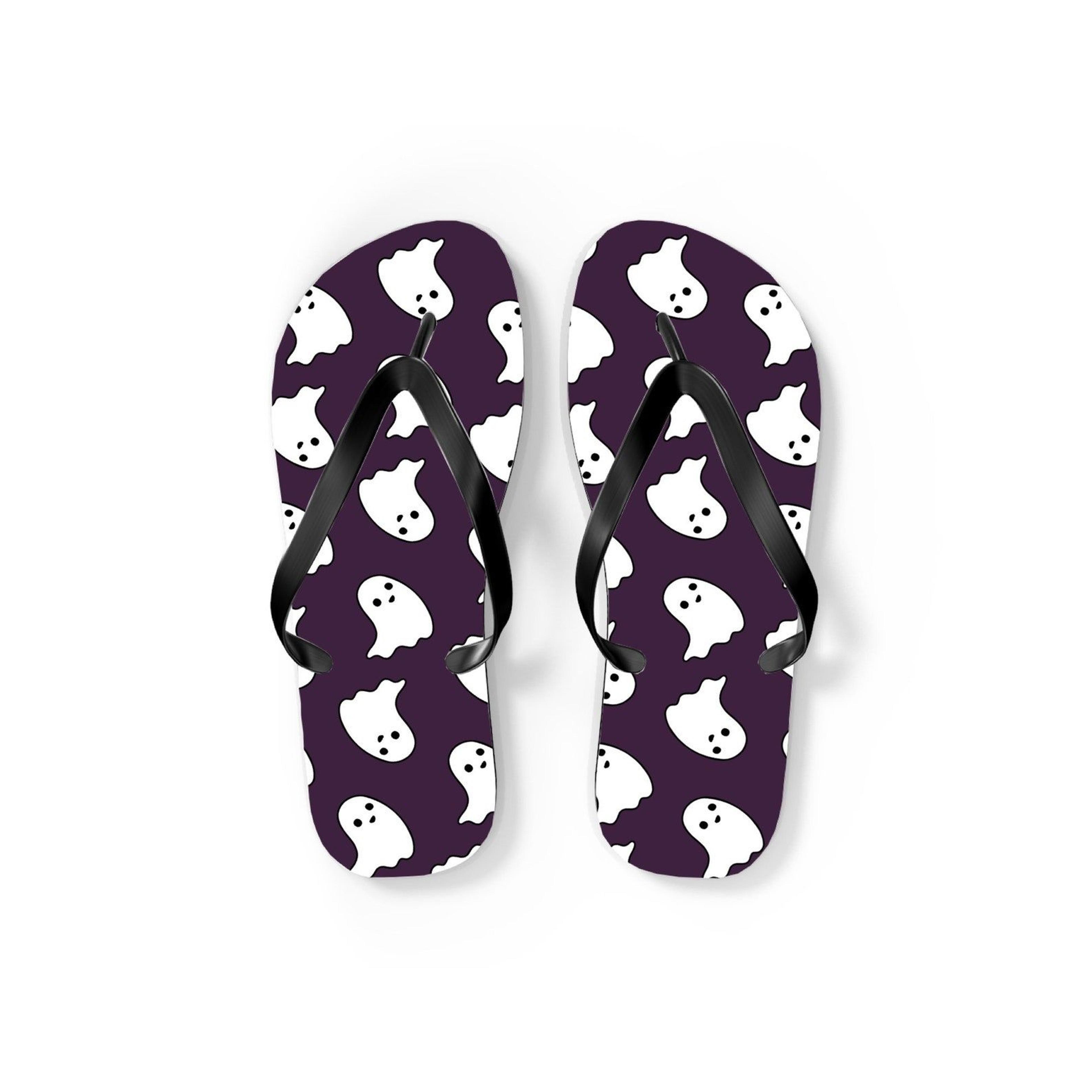 cute ghost halloween flip flops for women & men | ghost flip flops | spooky halloween sandals