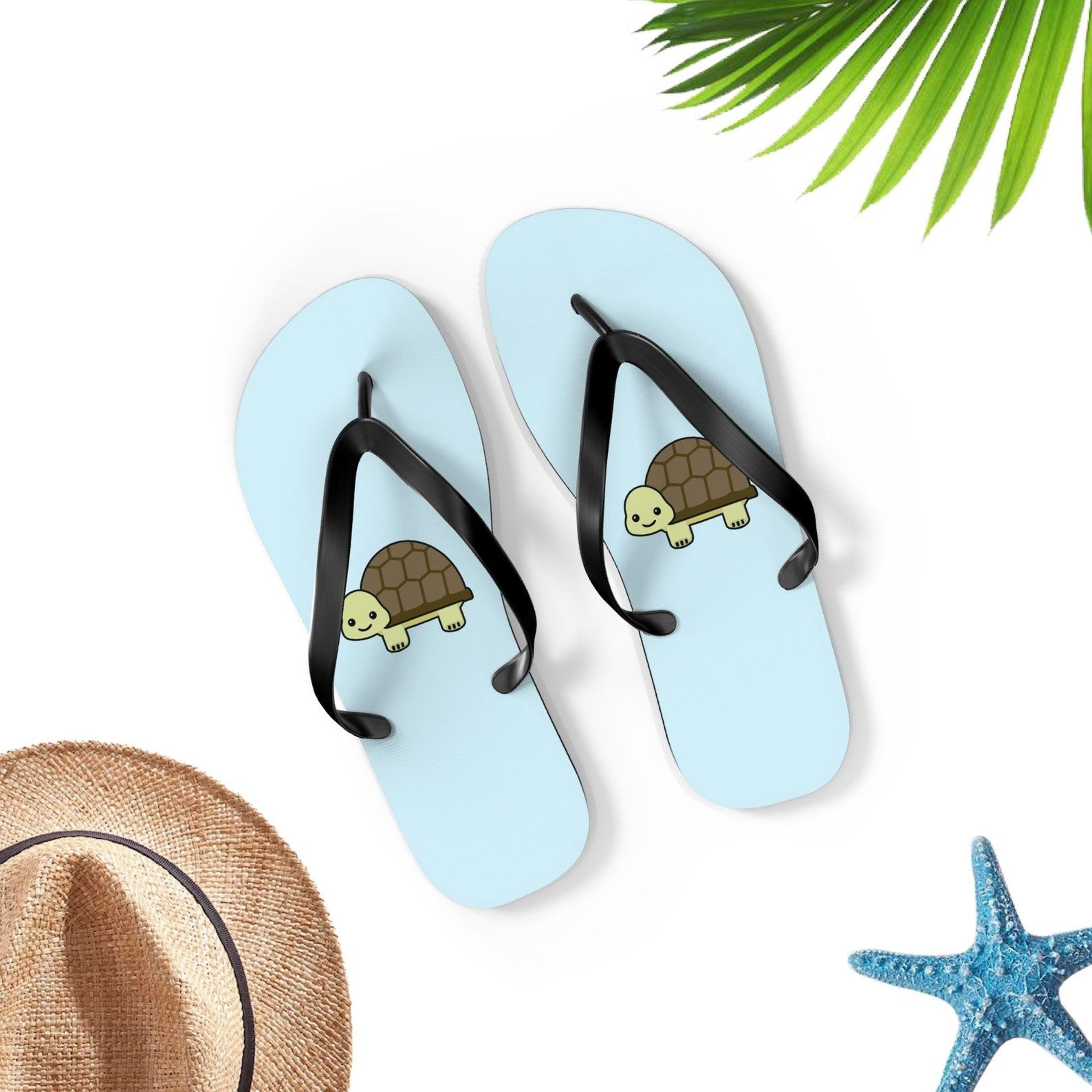 cute turtle flip flops for women & men | turtle flip flops | comfortable turtle sandals gift