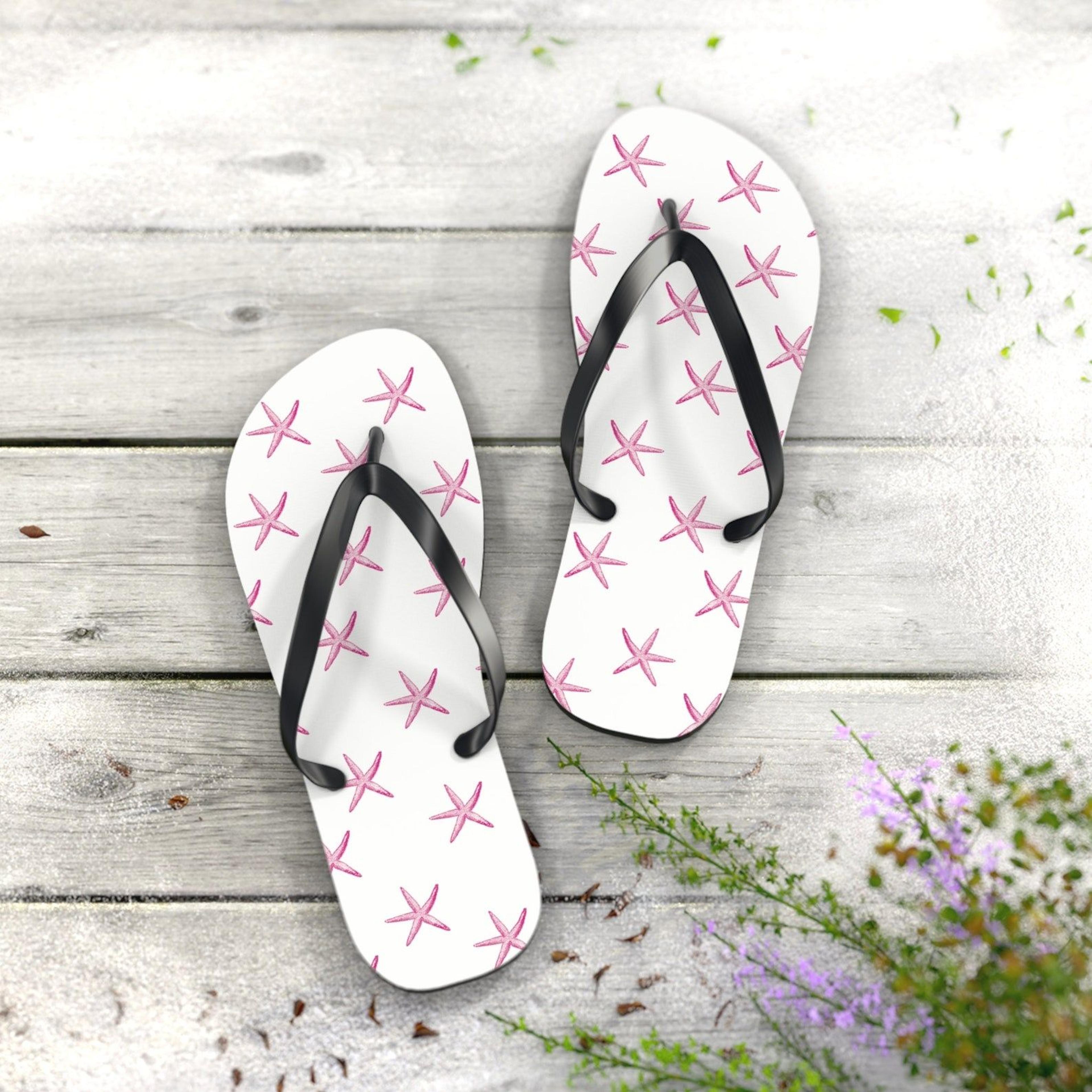 pink starfish beach flip flops for women | starfish beach flip flops | cute summer beach sandals