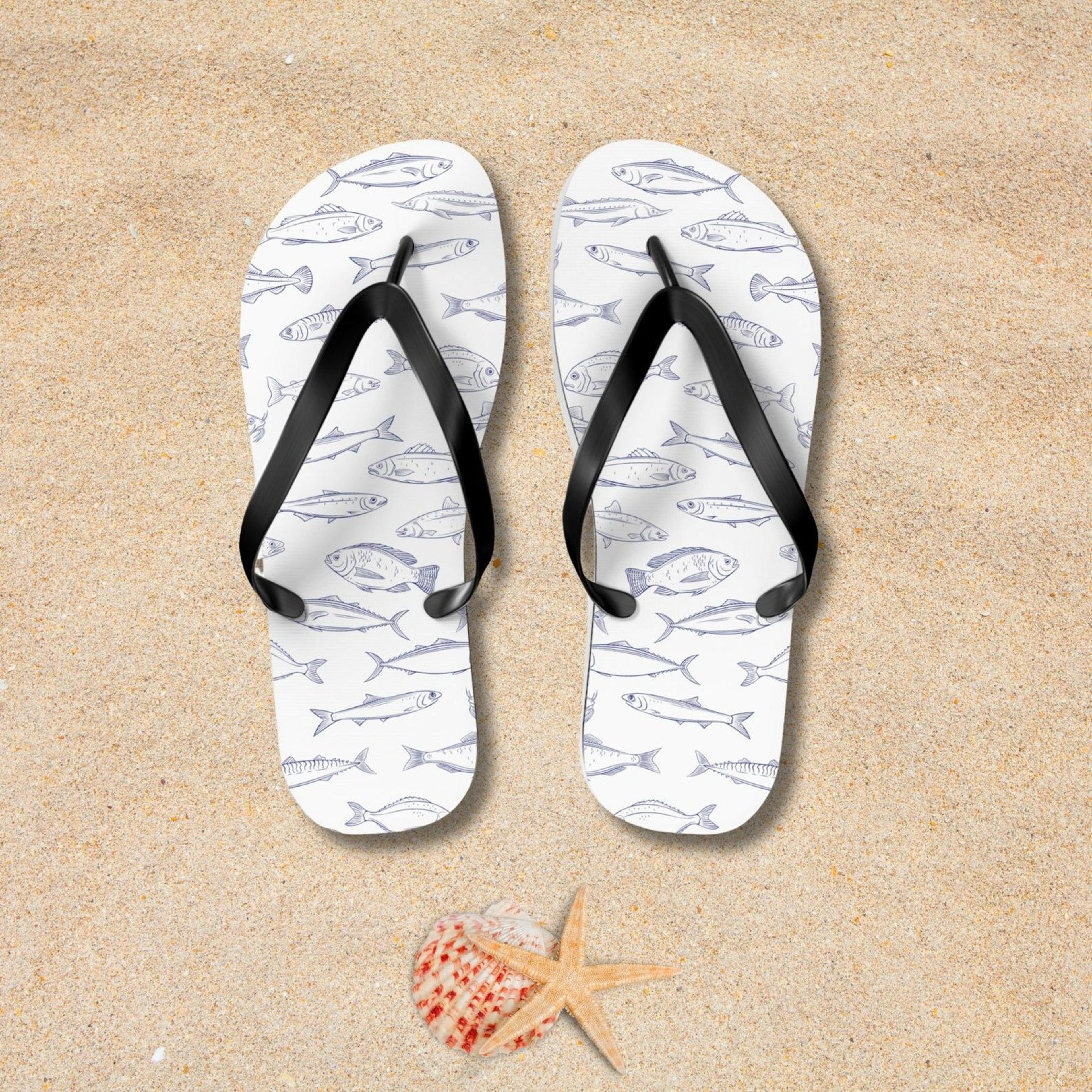 ocean fish flip flops for men & women | fish flip flops | comfortable beach sandals gift