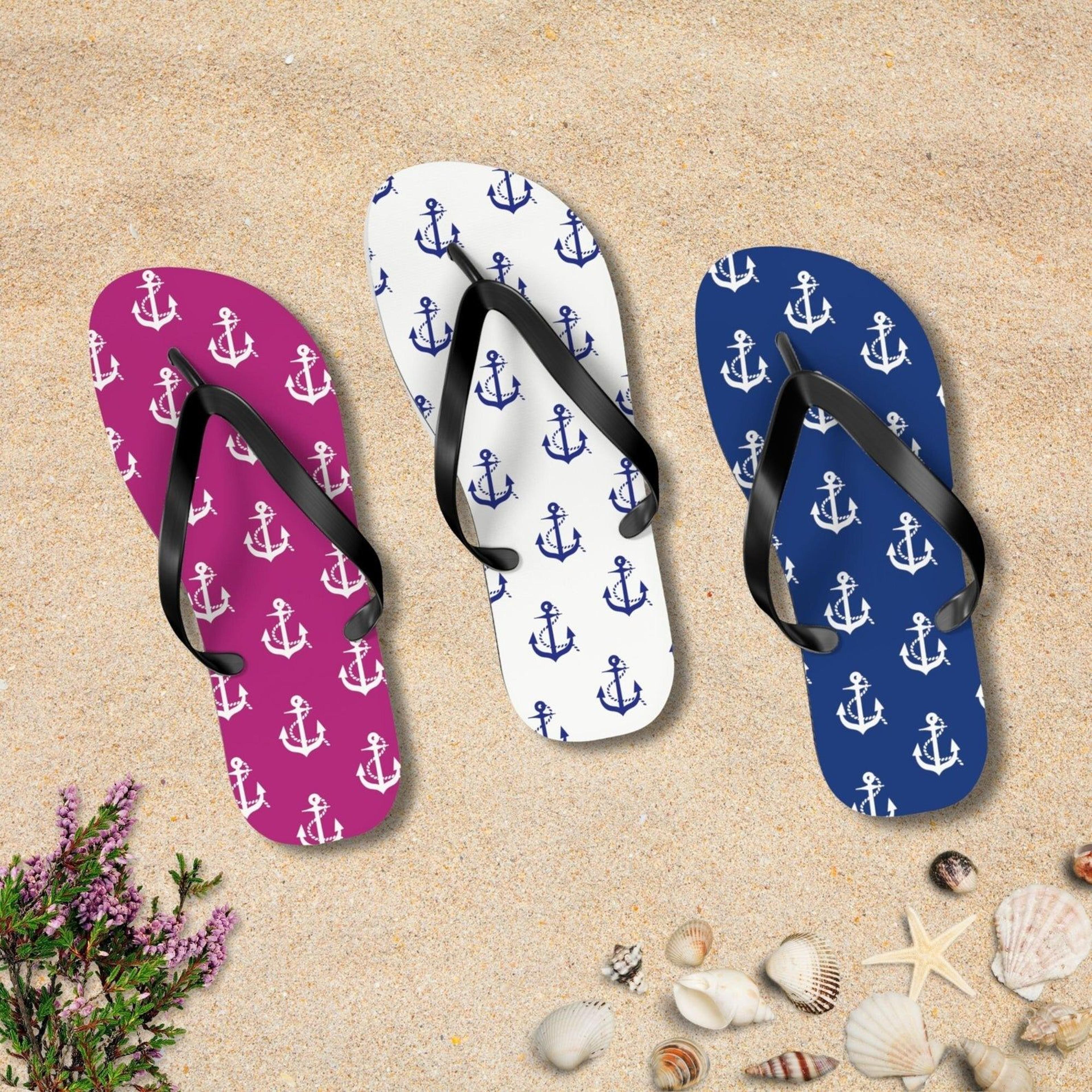 nautical anchor flip flops for men & women | anchor flip flops | stylish boating flip flops