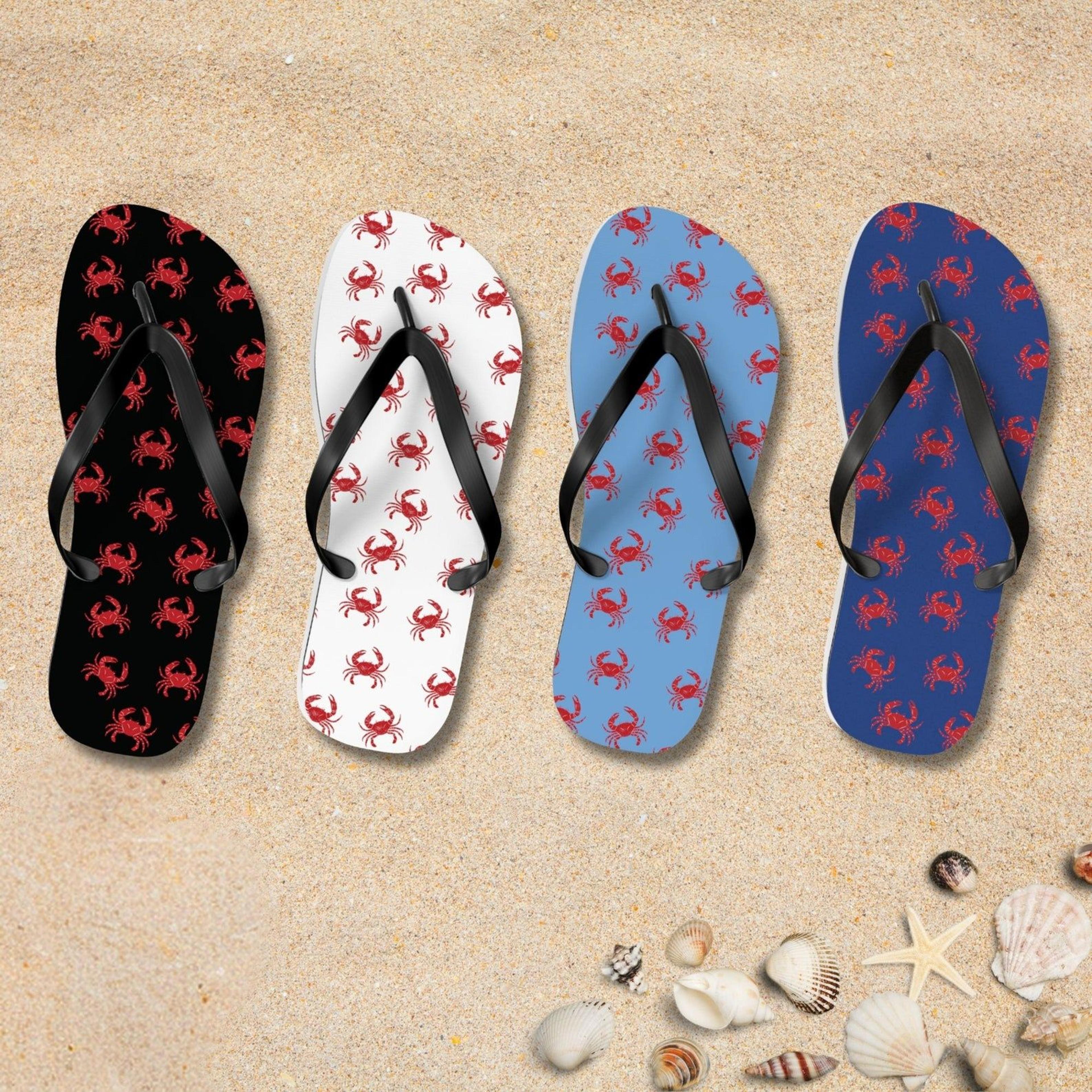 cute crab flip flops for men & women | crab flip flops | fun beach flip flops