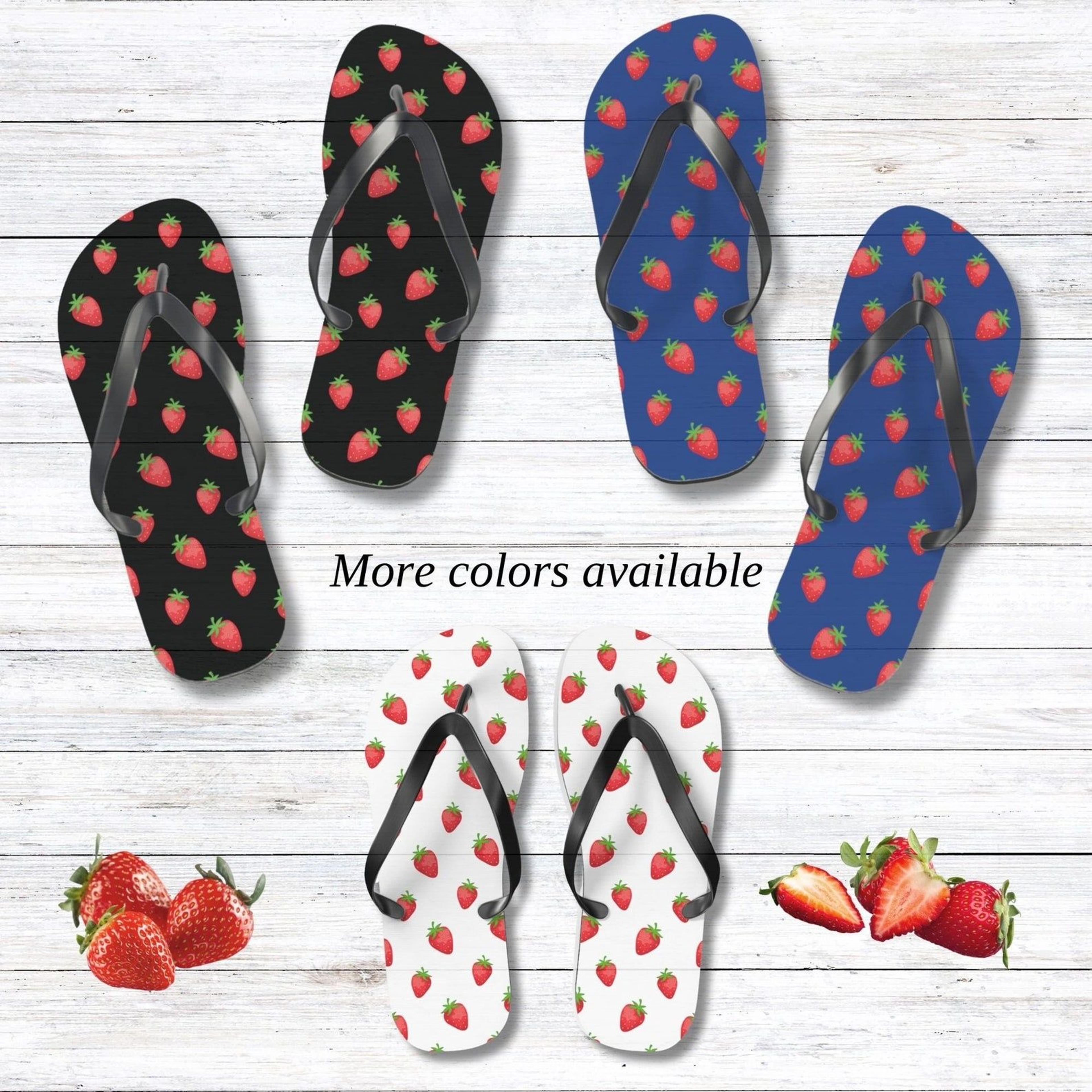 strawberry flip flops for men & women | cute fruit beach summer sandals