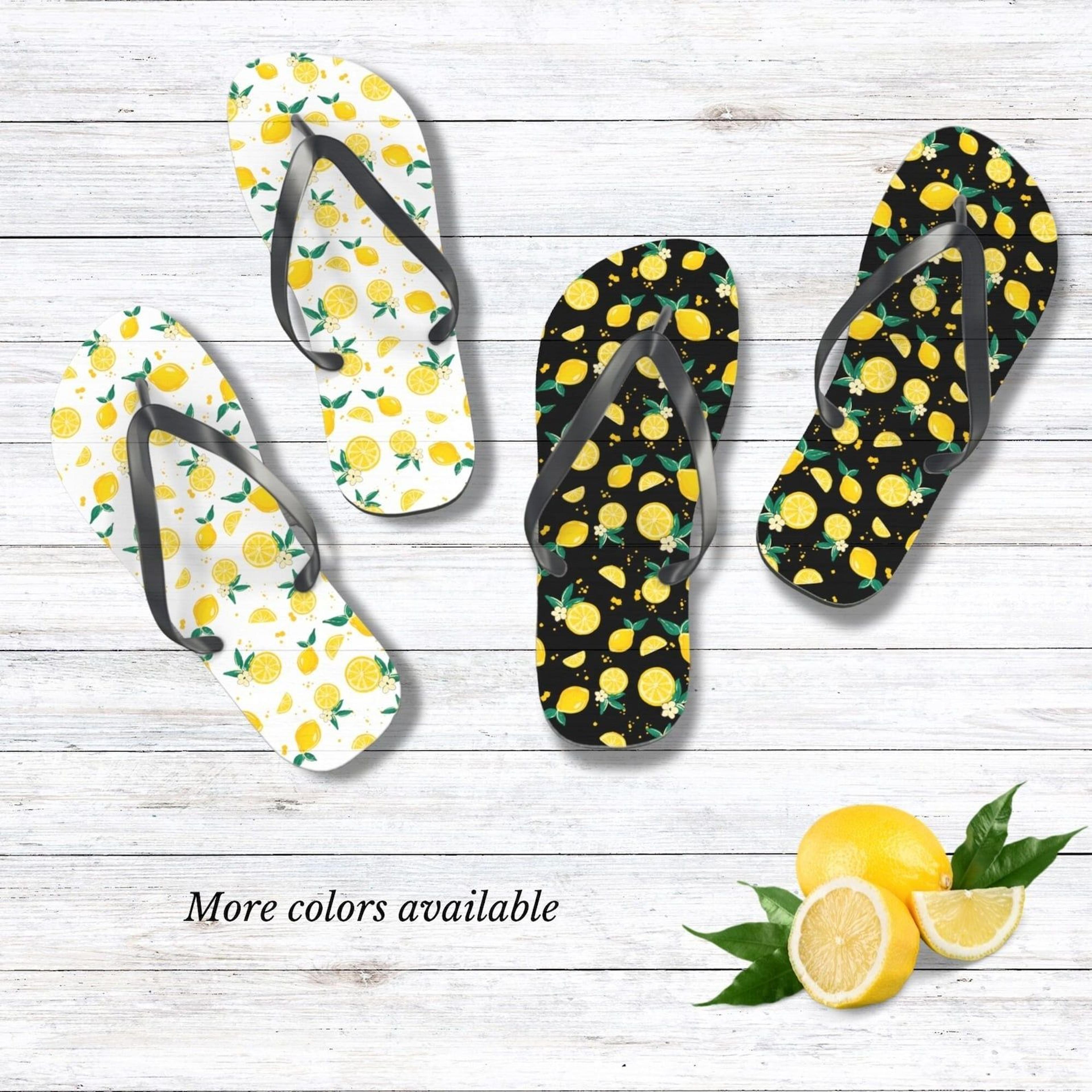 lemon flip flops for men & women | fresh fruit summer beach sandals