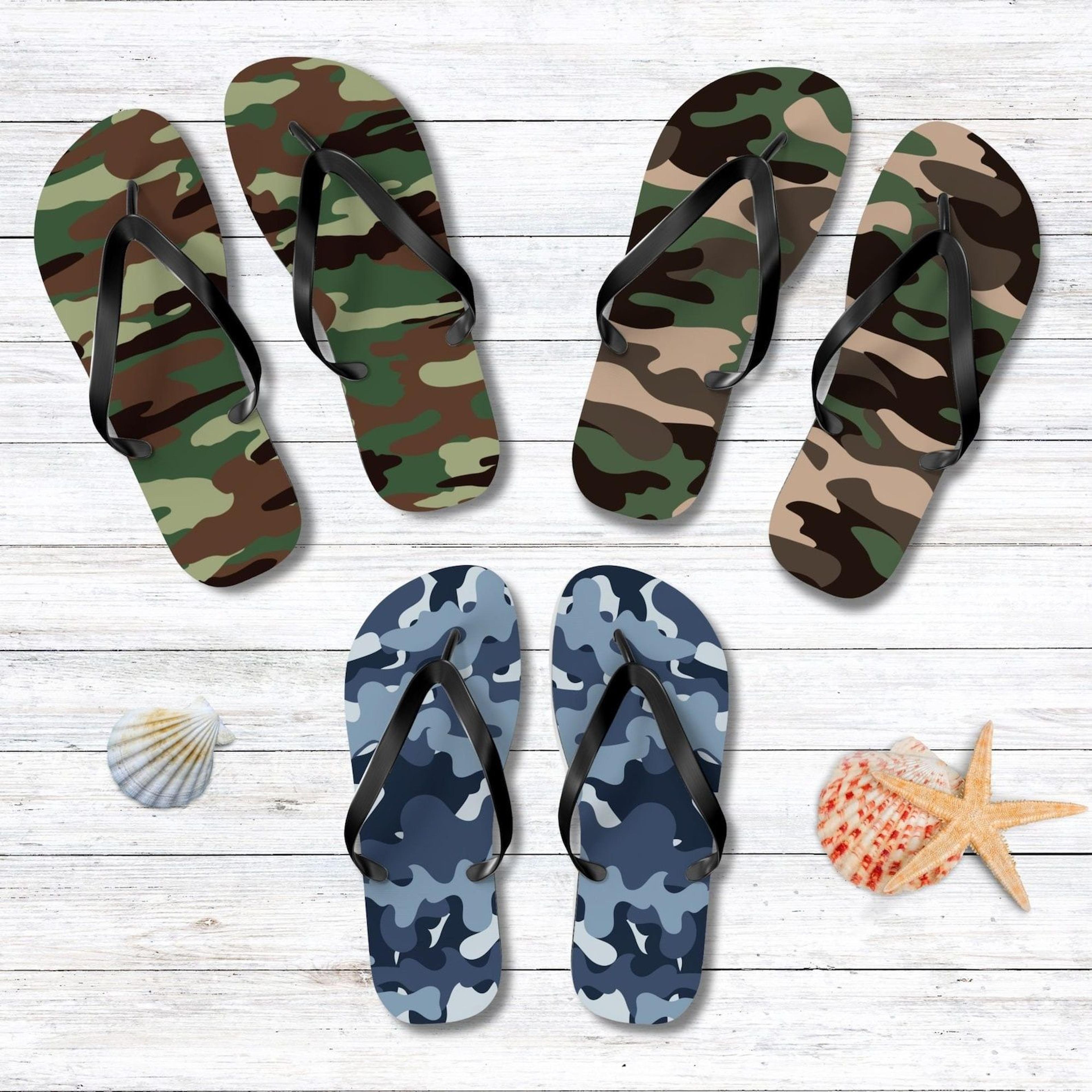 camo flip flops for men & women | military camouflage beach sandals