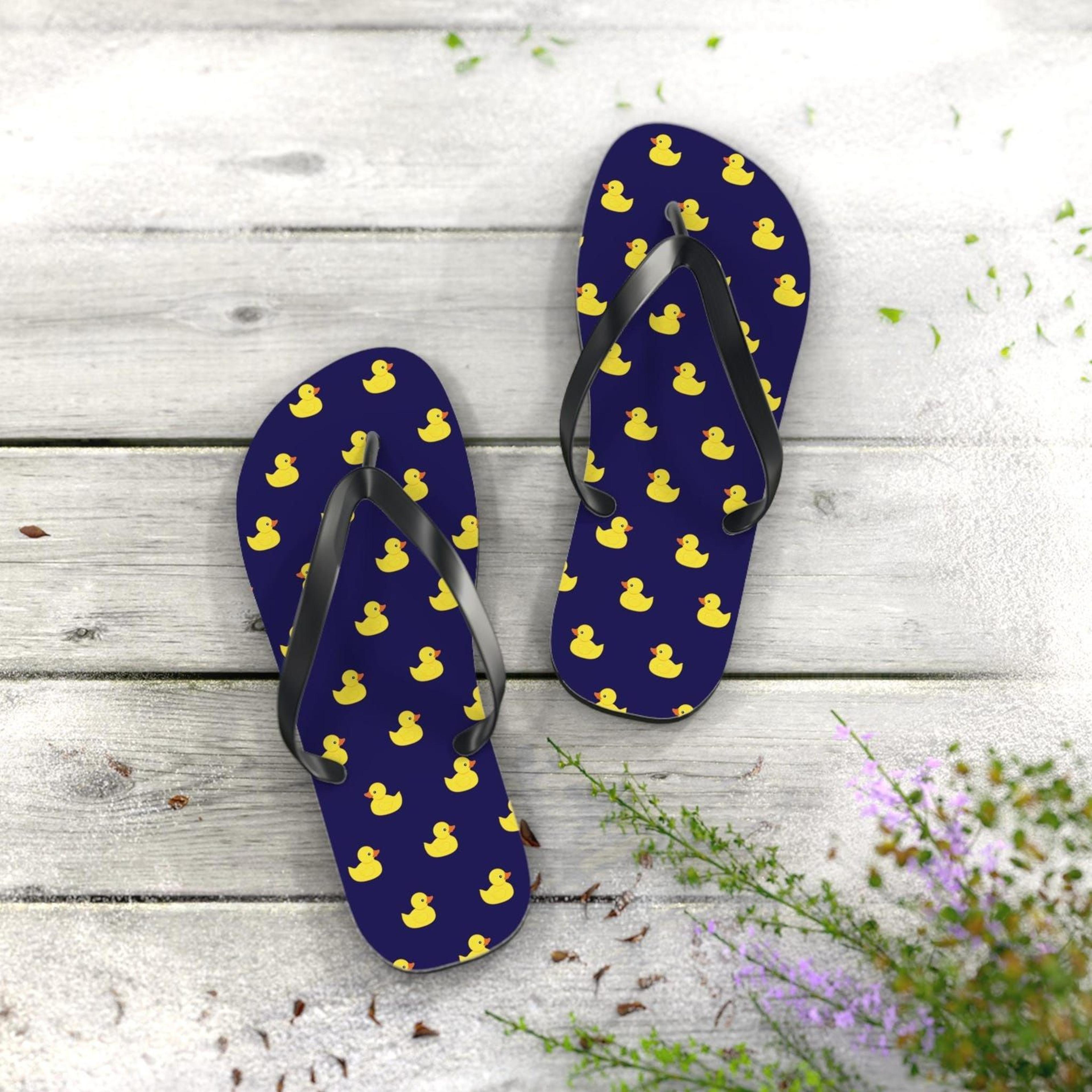 rubber duckie flip flops for men & women | cute duck summer beach sandals