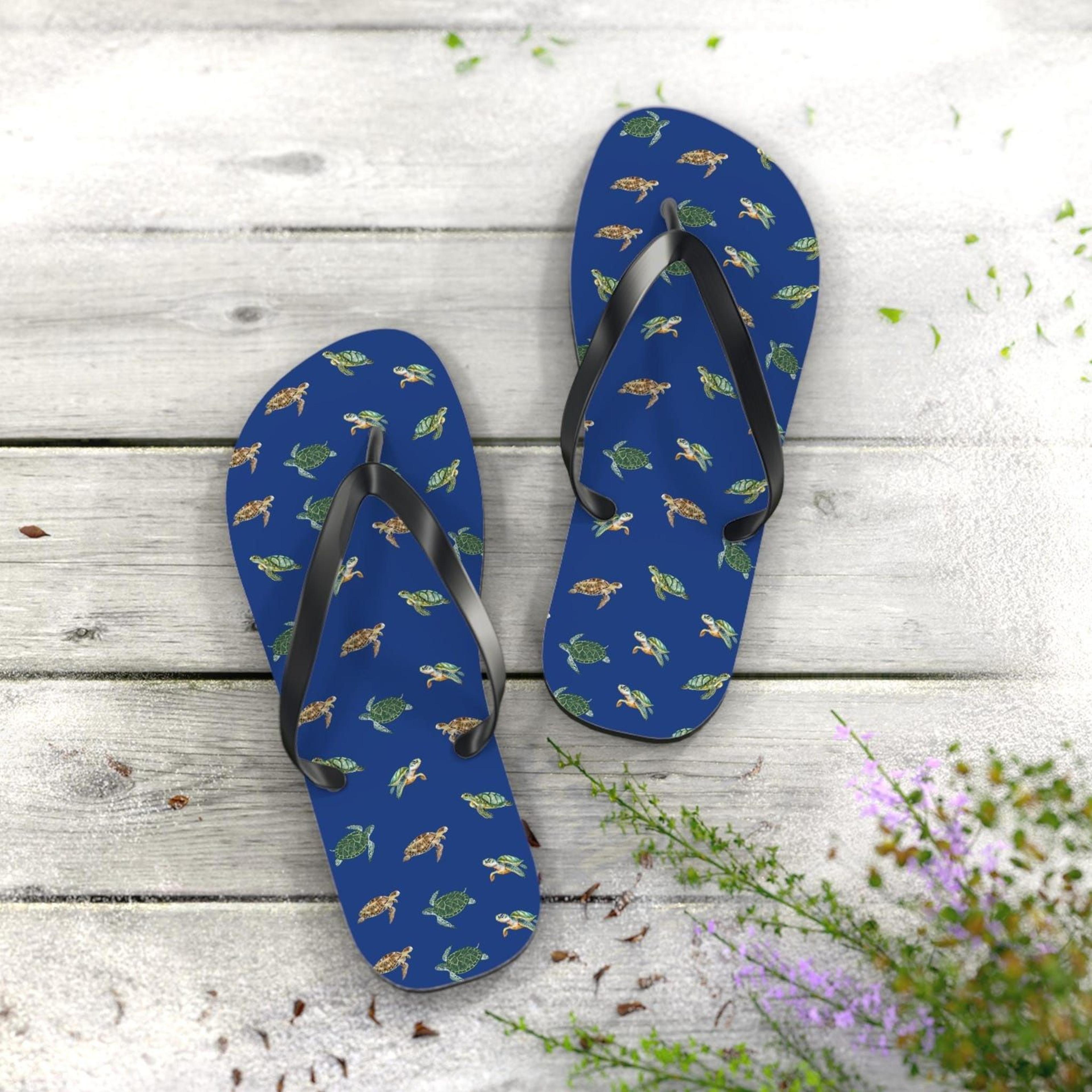 sea turtle flip flops for men & women | coastal beach summer sandals