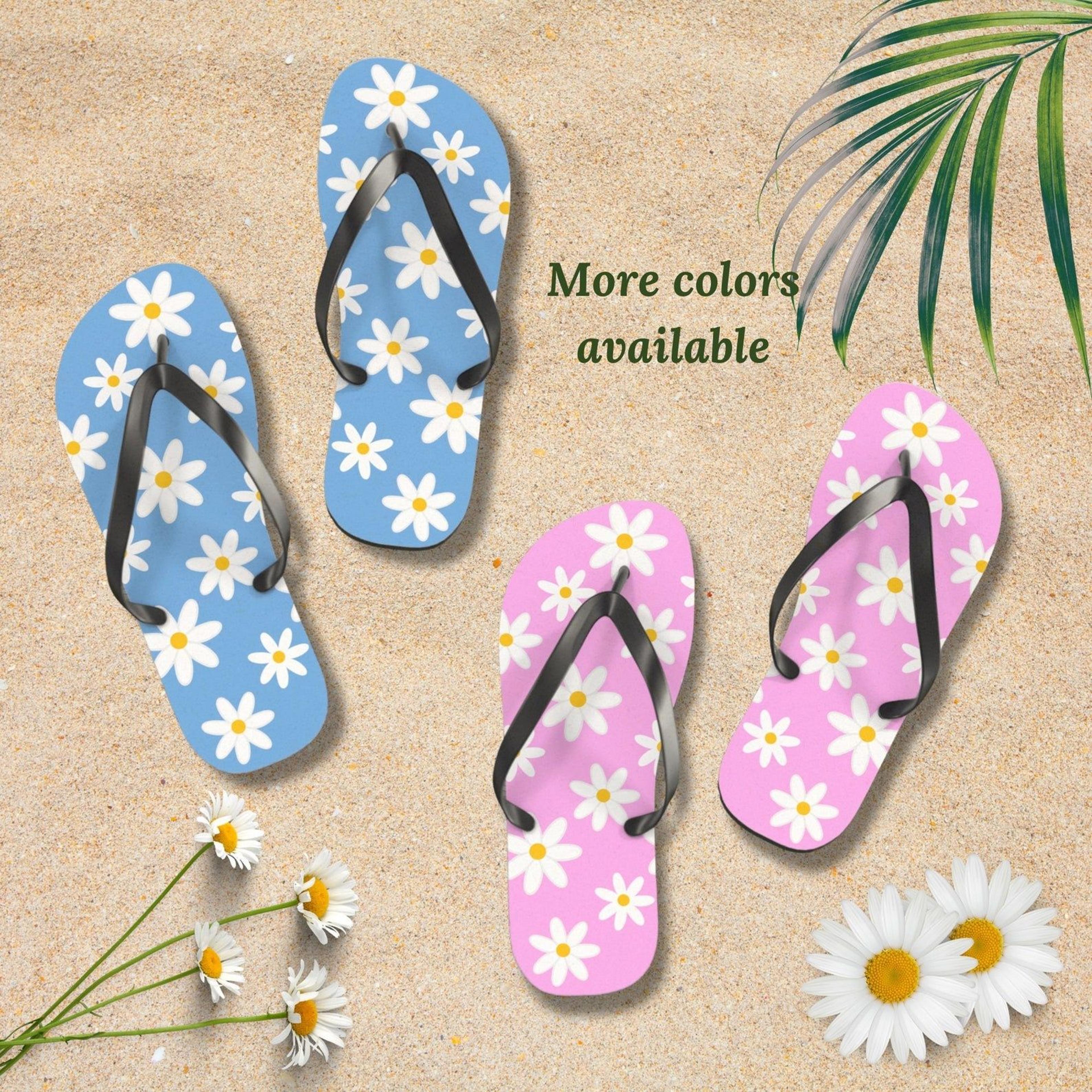 daisy flip flops for women | floral beach summer sandals