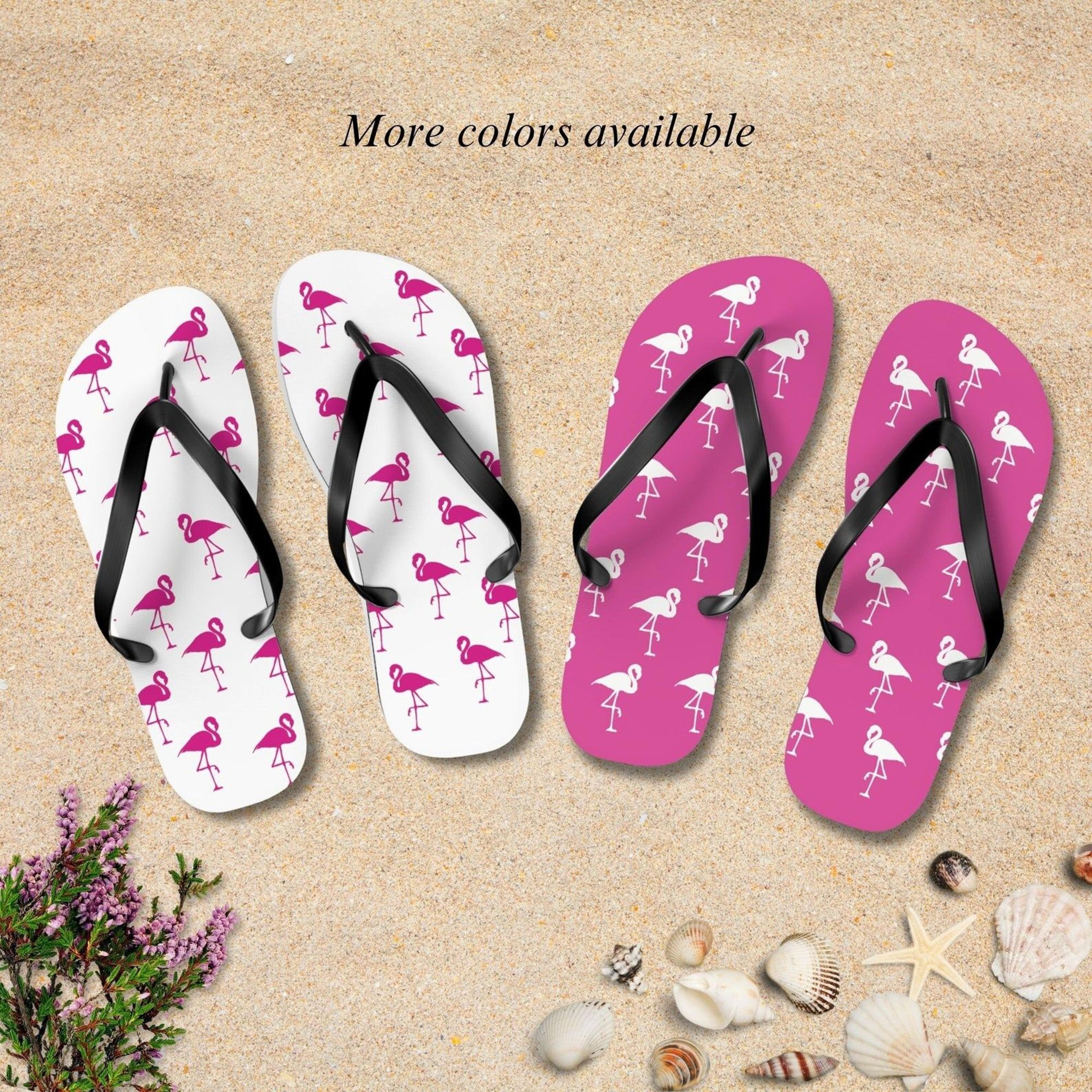 flamingo flip flops for women | tropical beach summer sandals