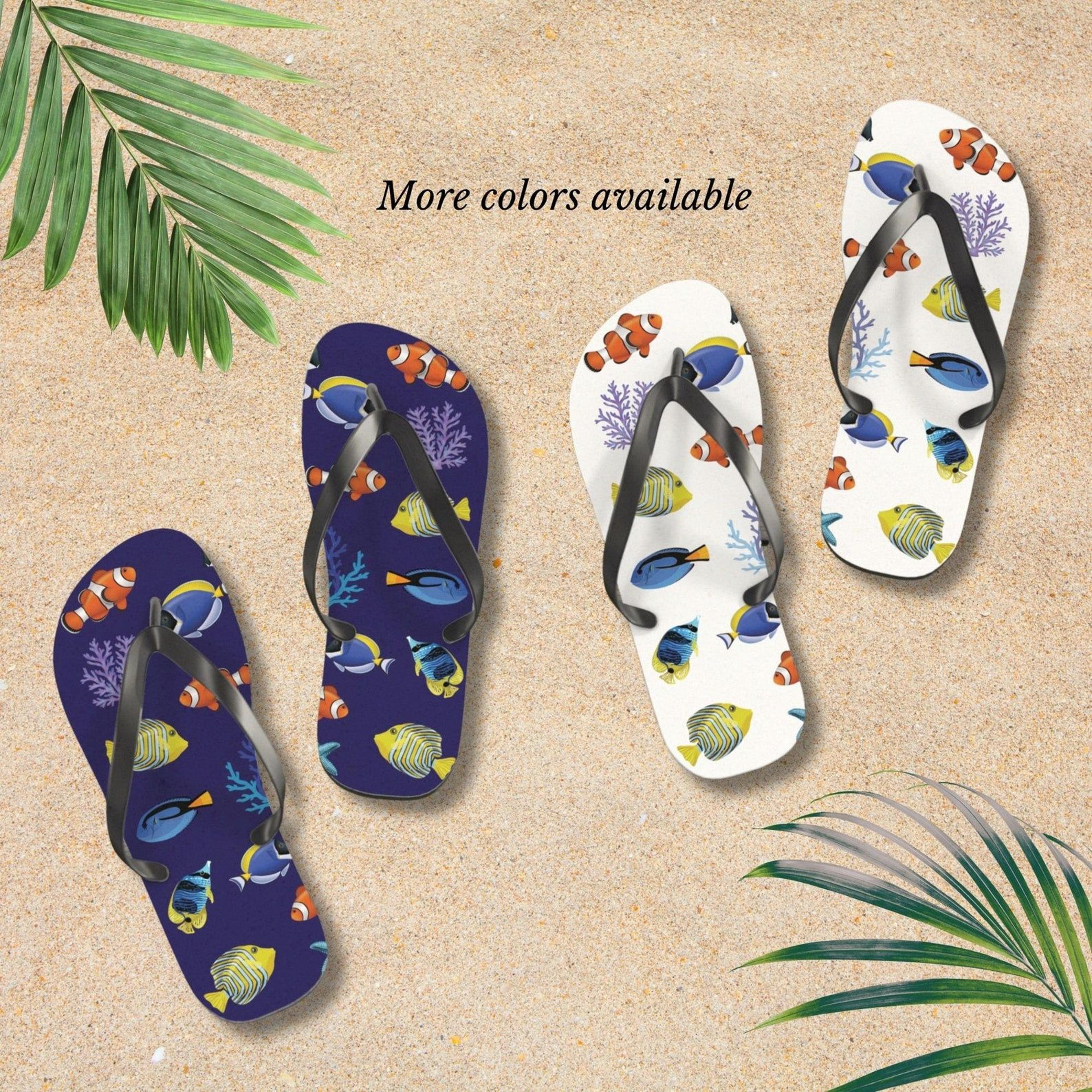 tropical fish flip flops for men & women | ocean beach summer sandals