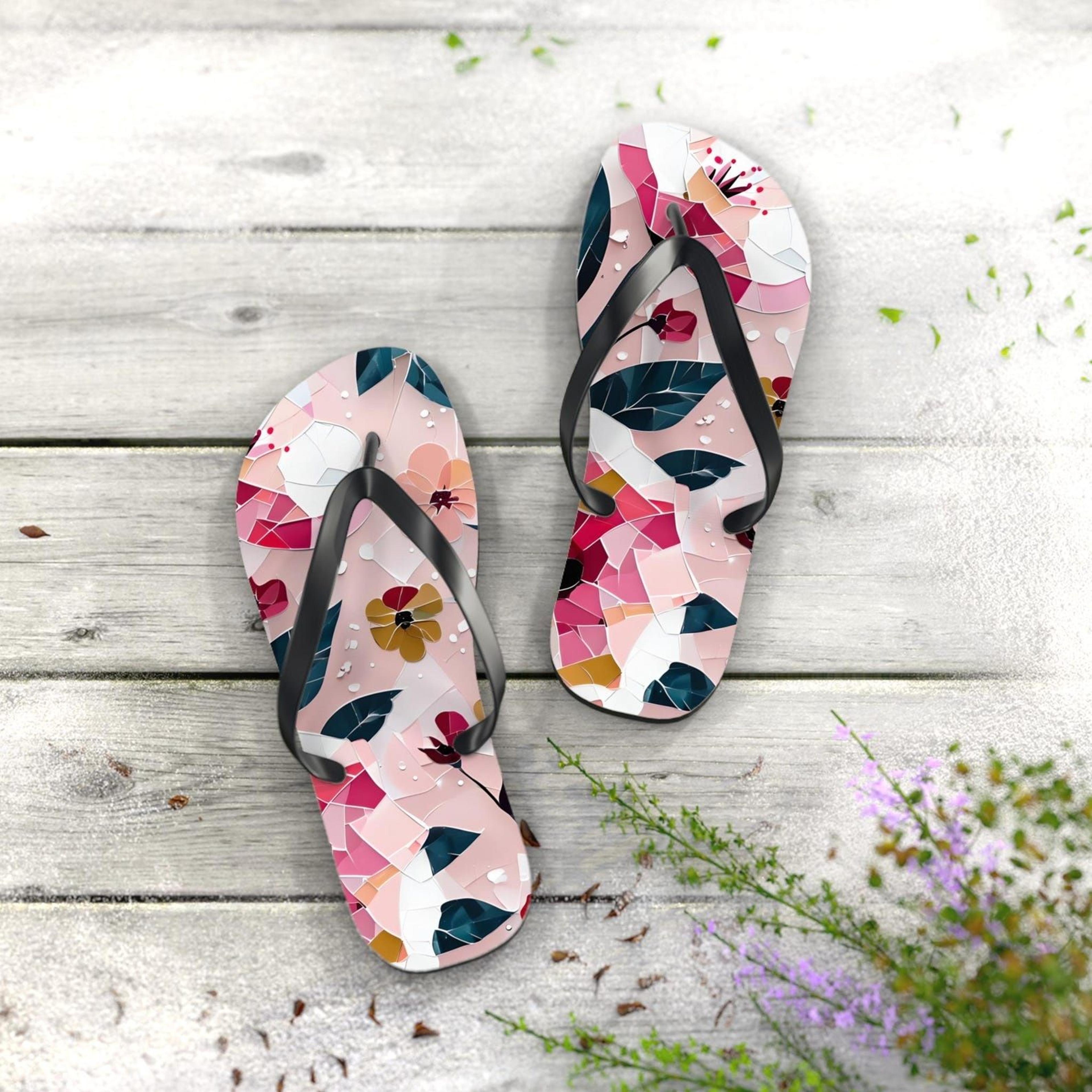 tropical floral flip flops for women | beach vacation summer sandals