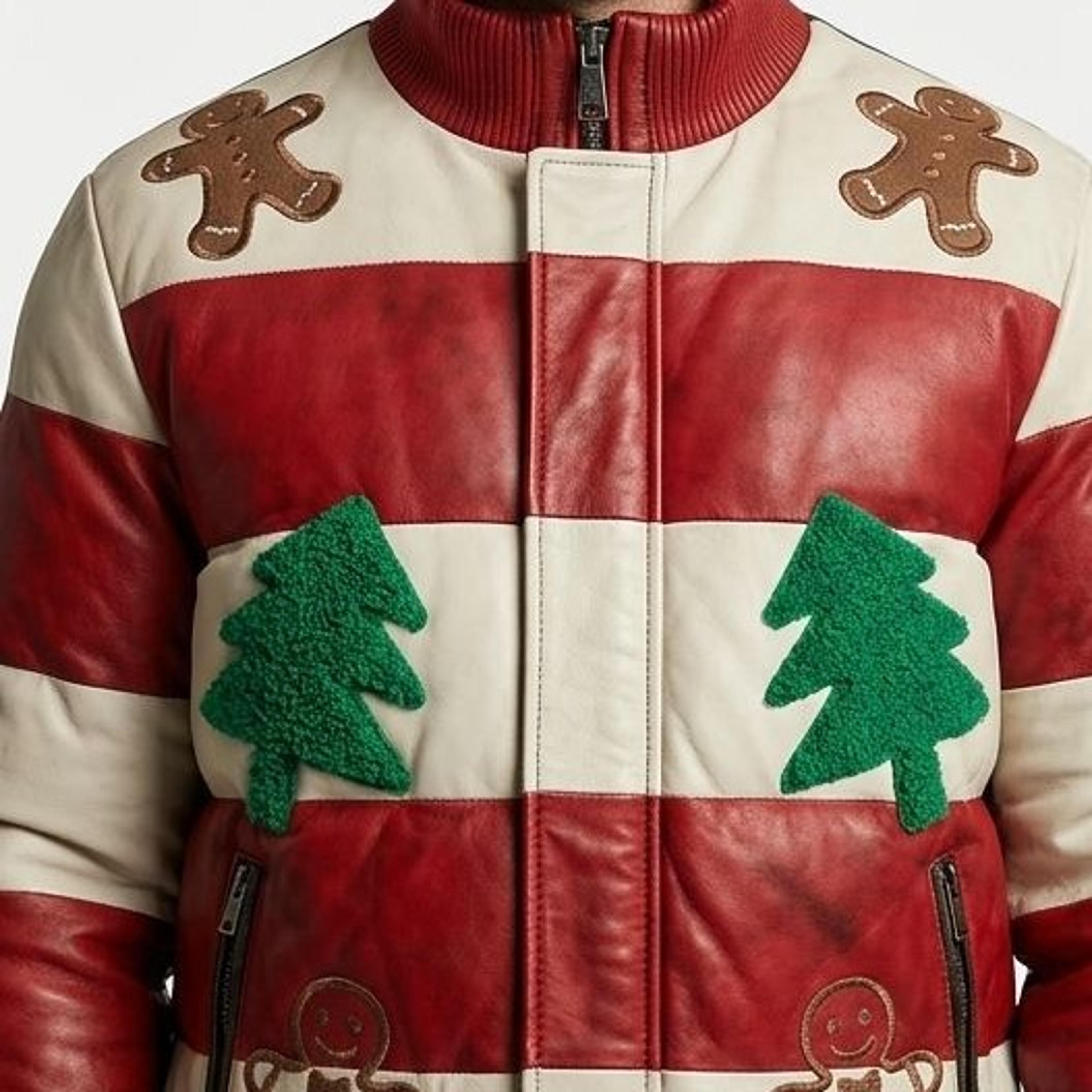 men's christmas gingerbread puffer jacket