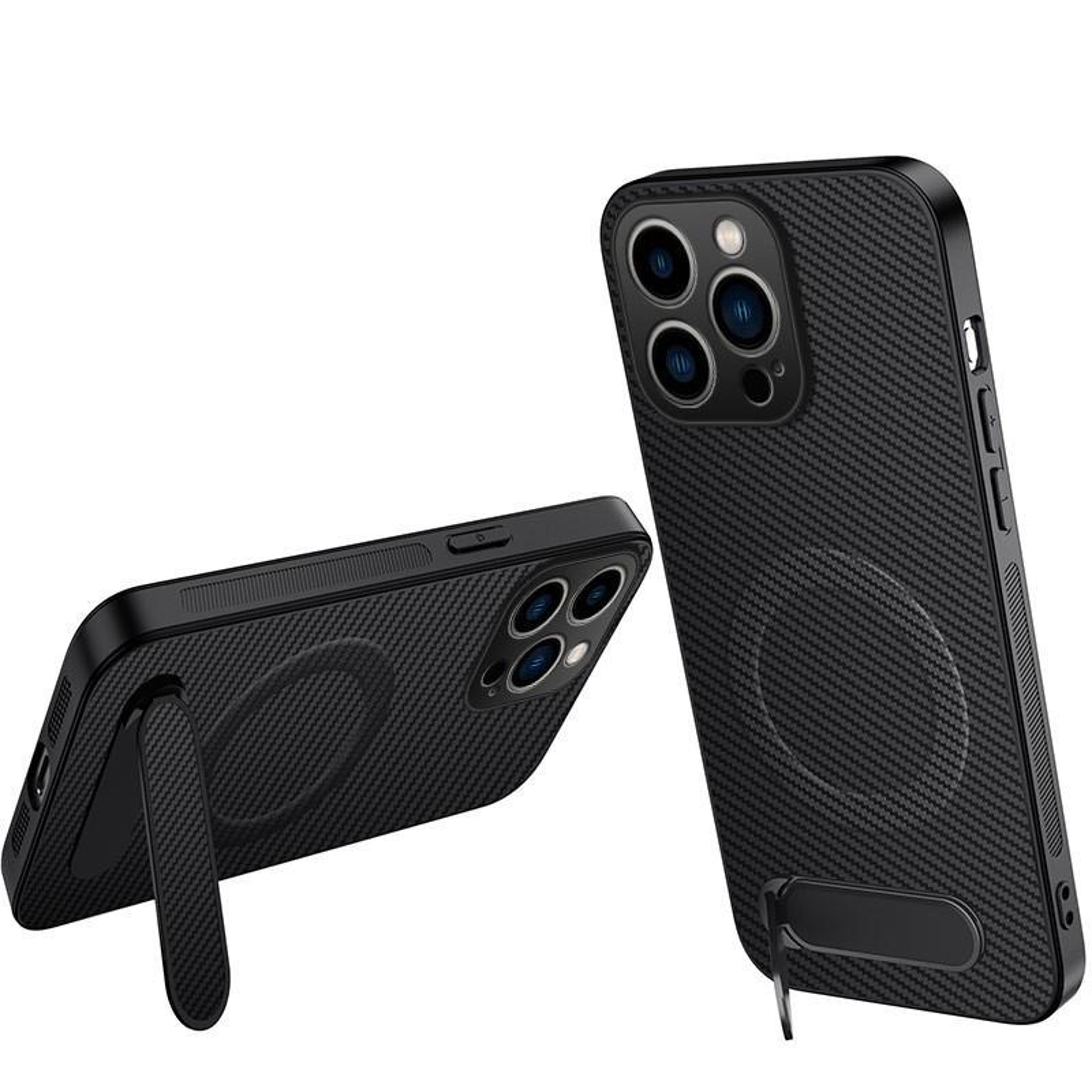 magnetic kickstand carbon fiber case for iphone 16 pro shockproof slim phone cover
