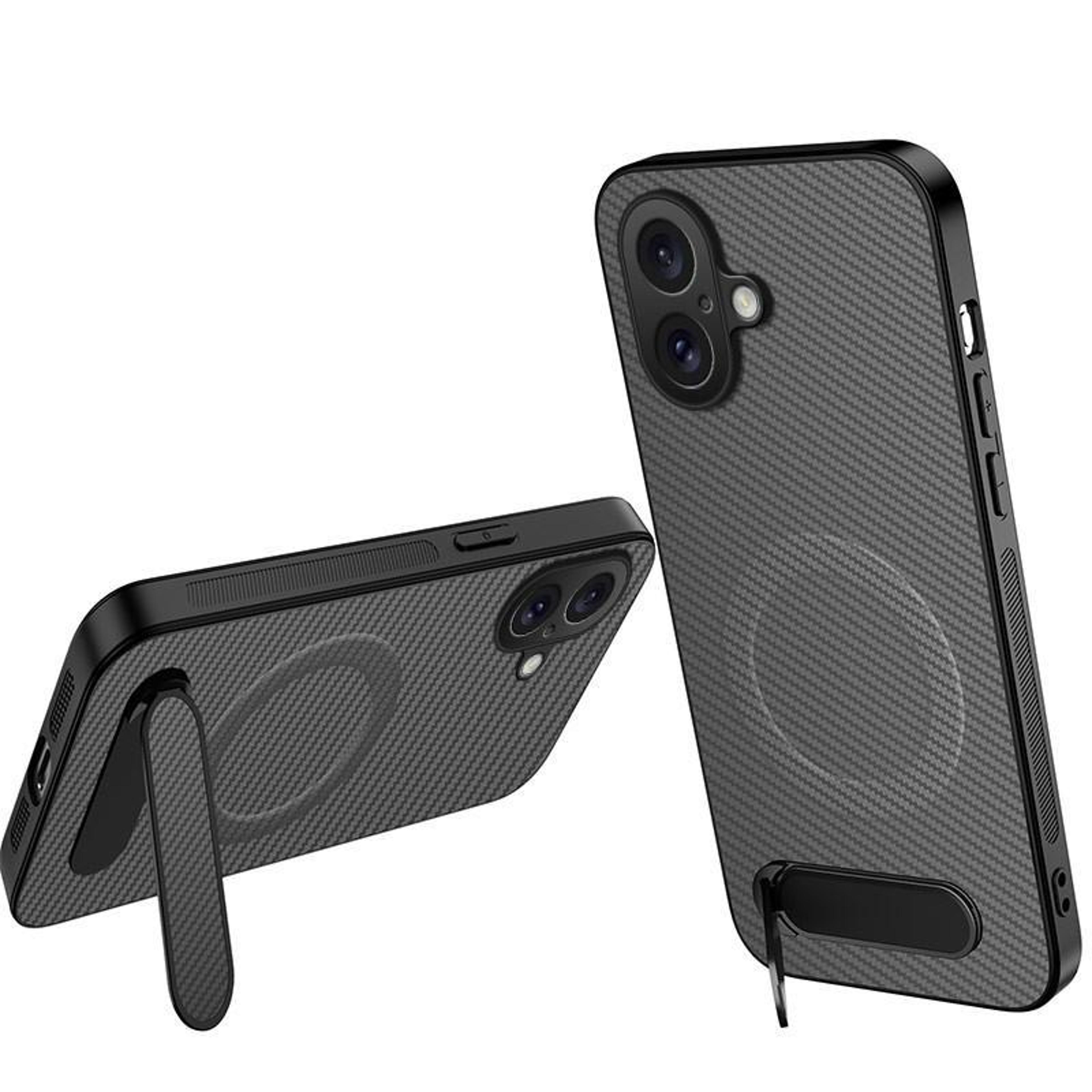 iphone 17 magsafe kickstand carbon fiber magnetic phone case slim protective cover