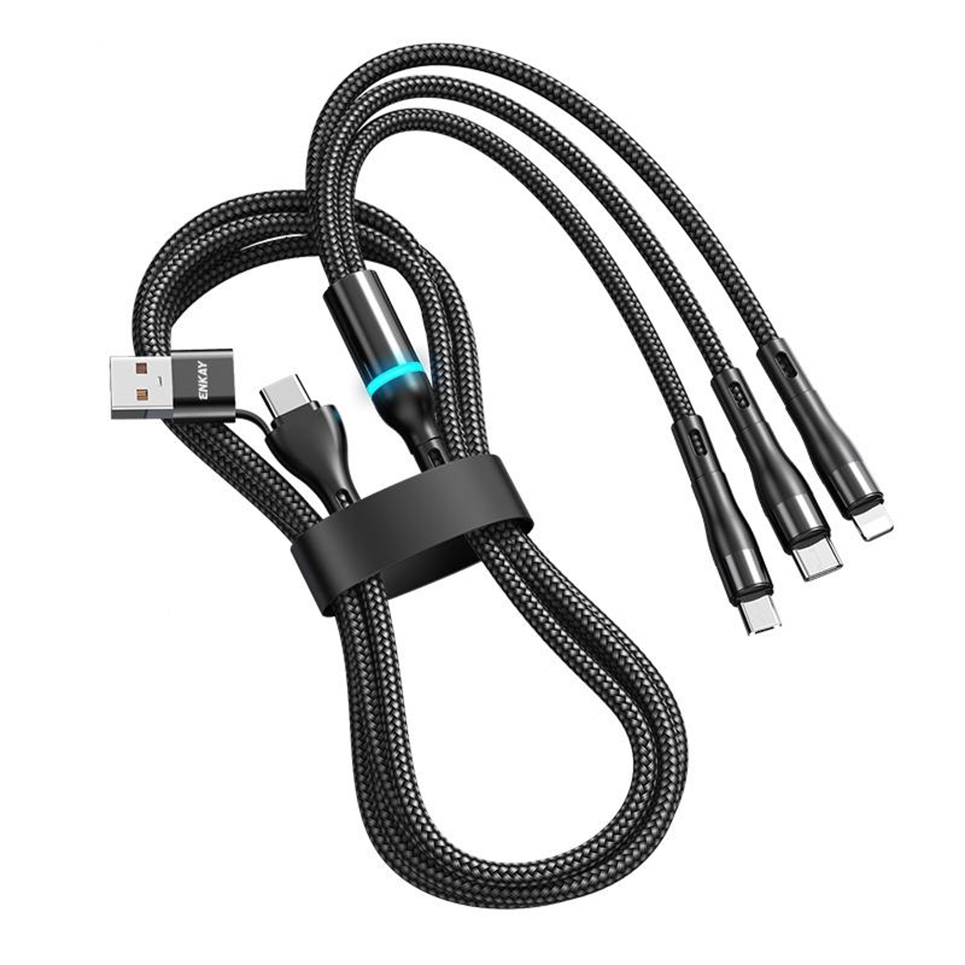 6-in-1 5a fast charging cable usb-c multi charging cable universal type-c to lightning micro usb