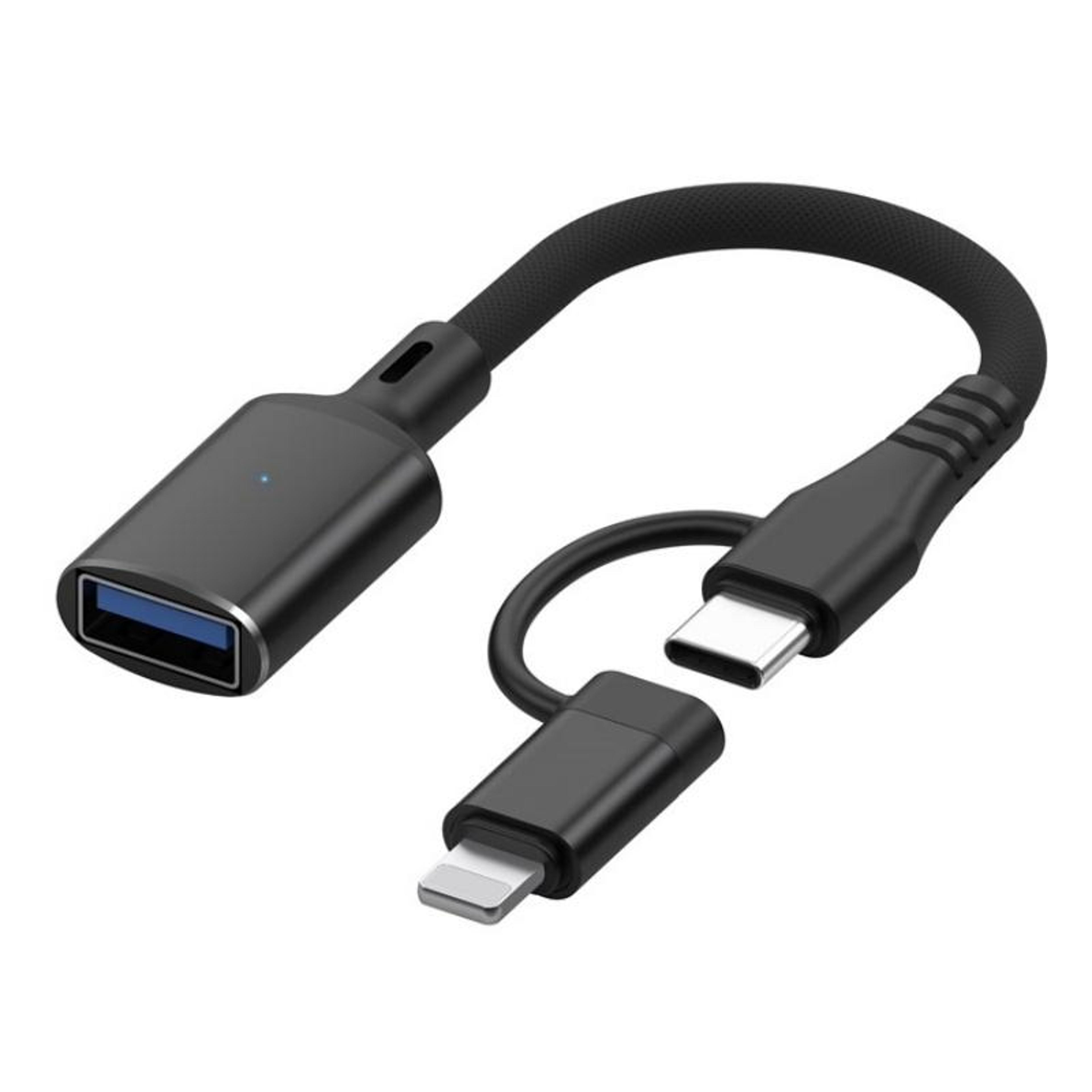 2-in-1 usb otg adapter cable usb-c and lightning fast data transfer converter