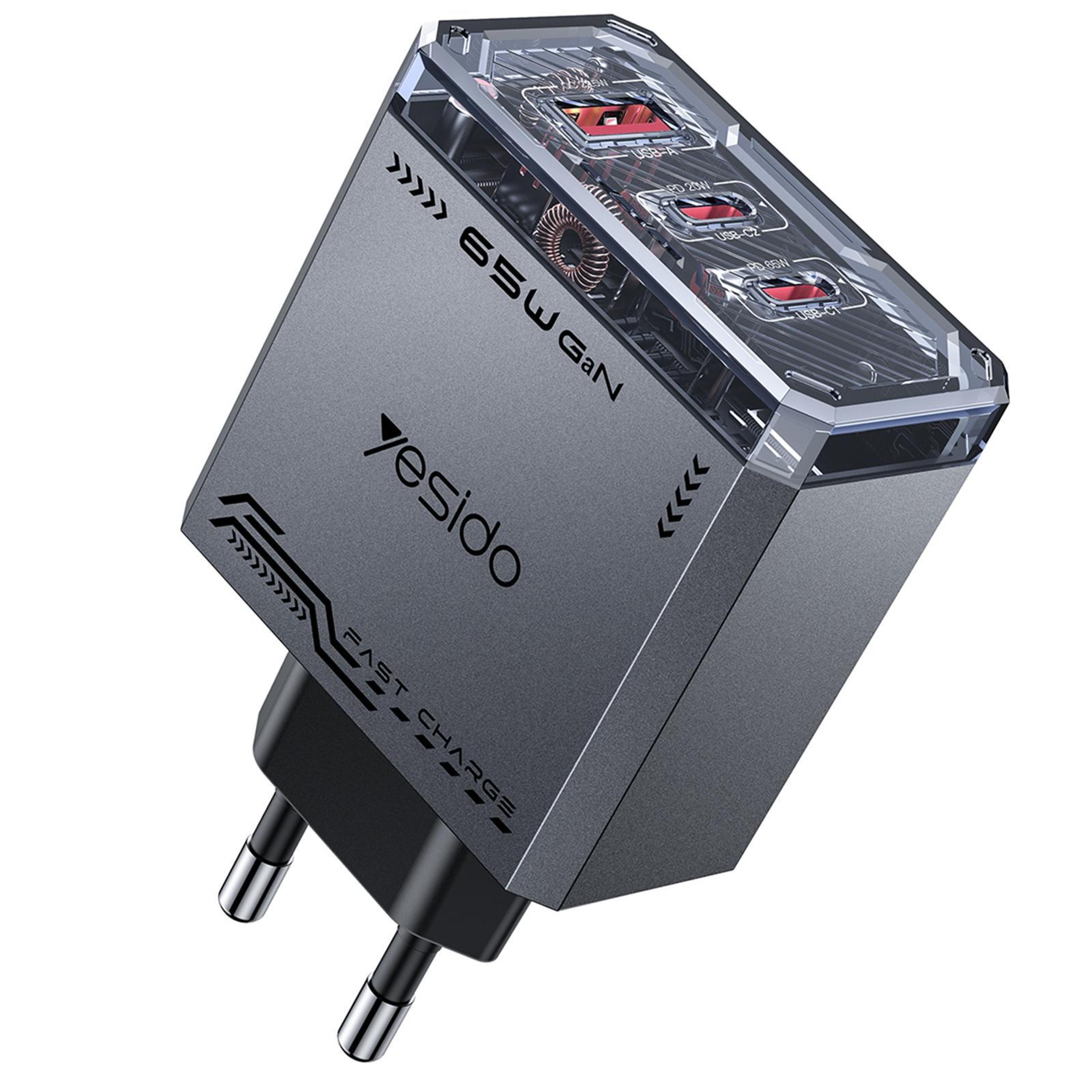 yc101 65w mecha gan 3 port usb-c fast charger