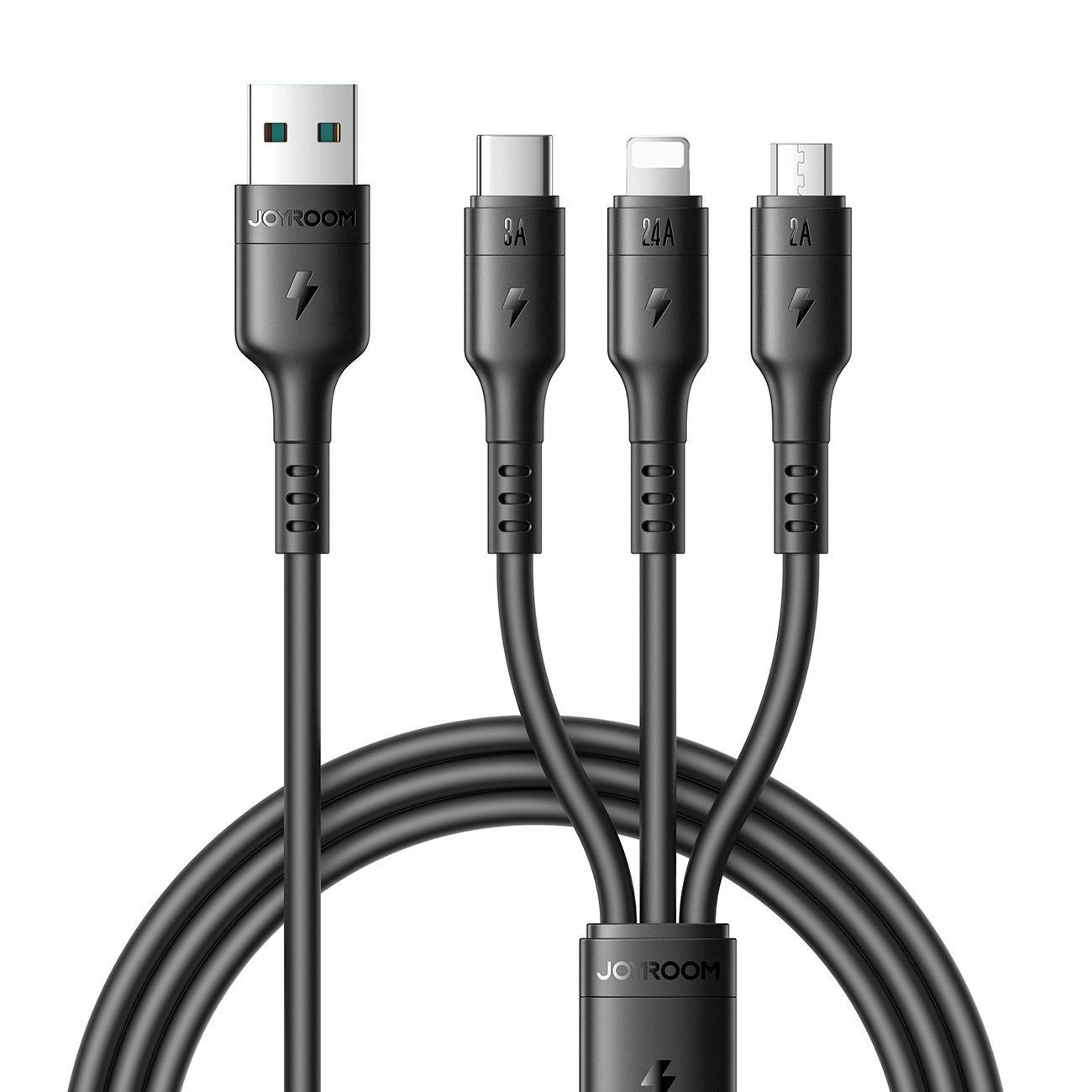 a61 omnigo 3.5a 3 in 1 charging cable usb to lightning type c micro usb fast charge