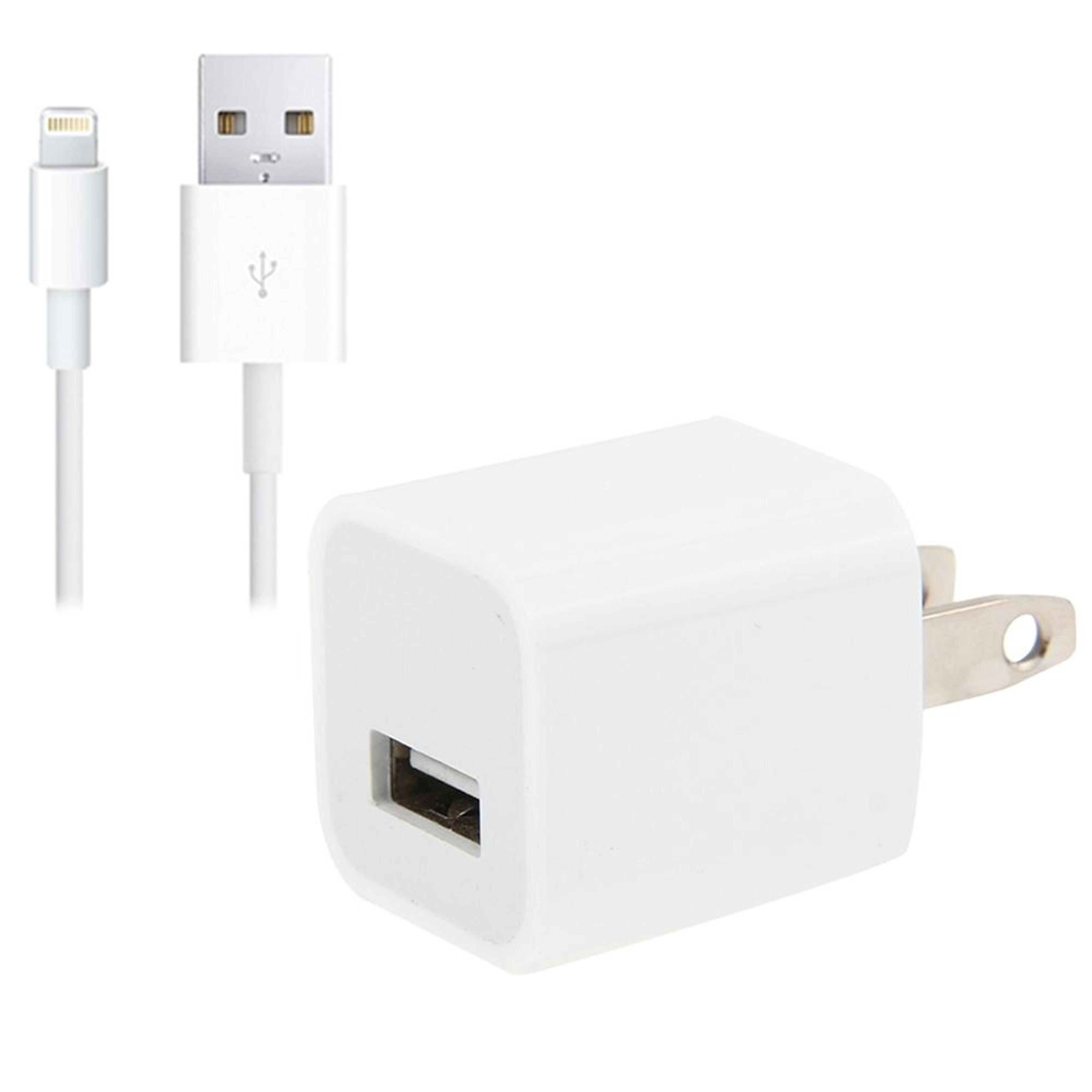 2 in 1 iphone charger travel adapter with 1m lightning cable usb wall charger for iphone white