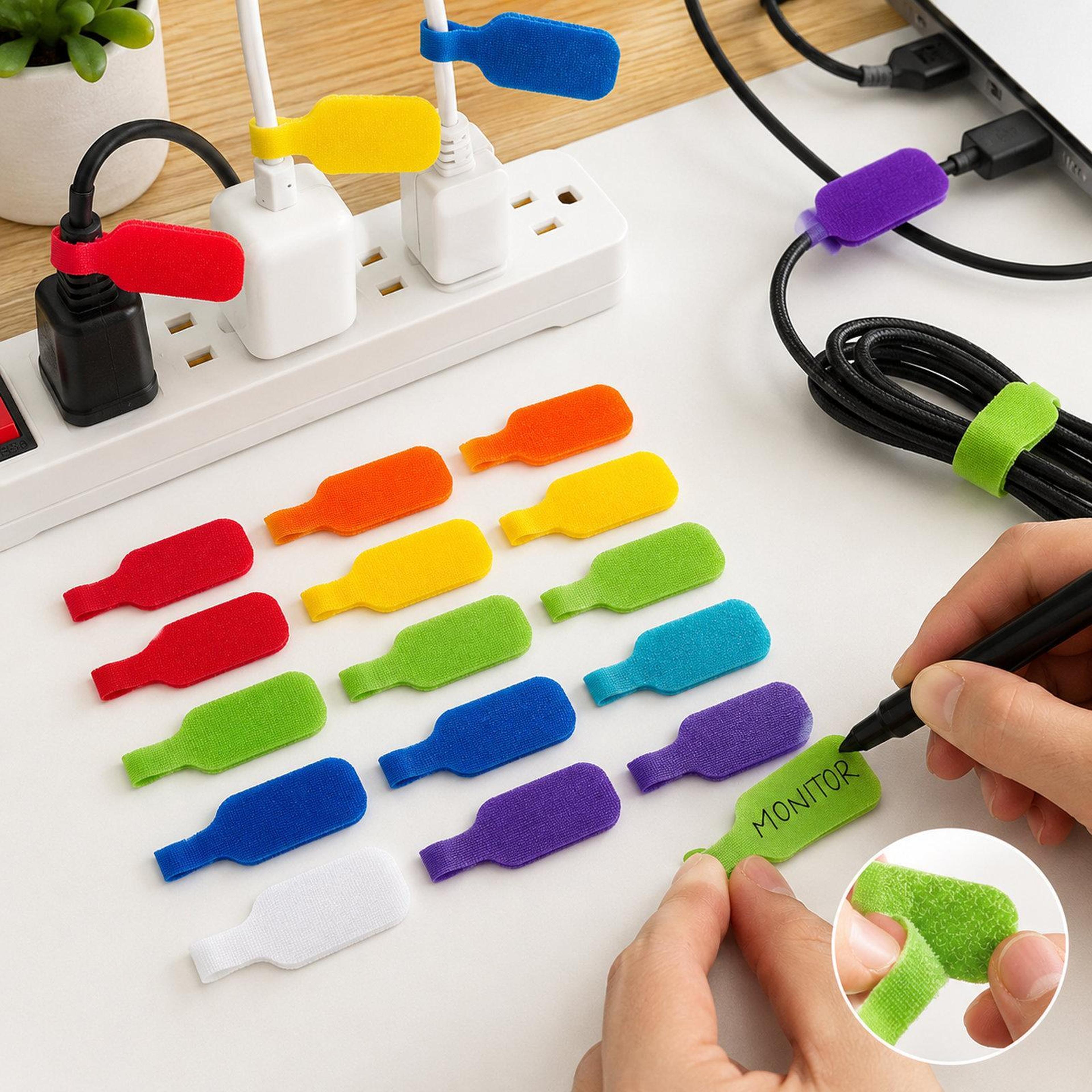 writable cable labels reusable hook and loop wire label straps cable organization tags