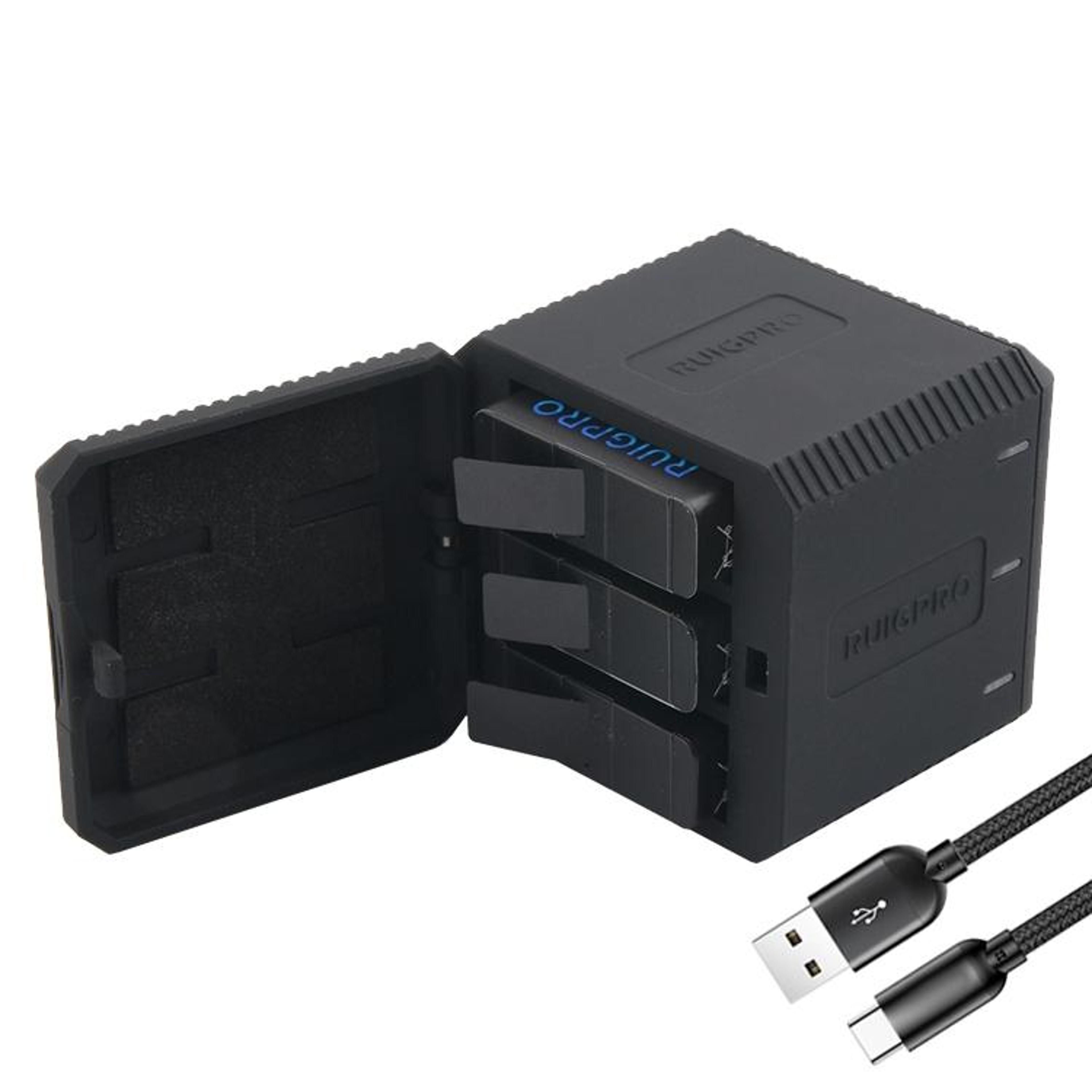 usb triple battery charging box for gopro hero6 hero5 with led indicator light