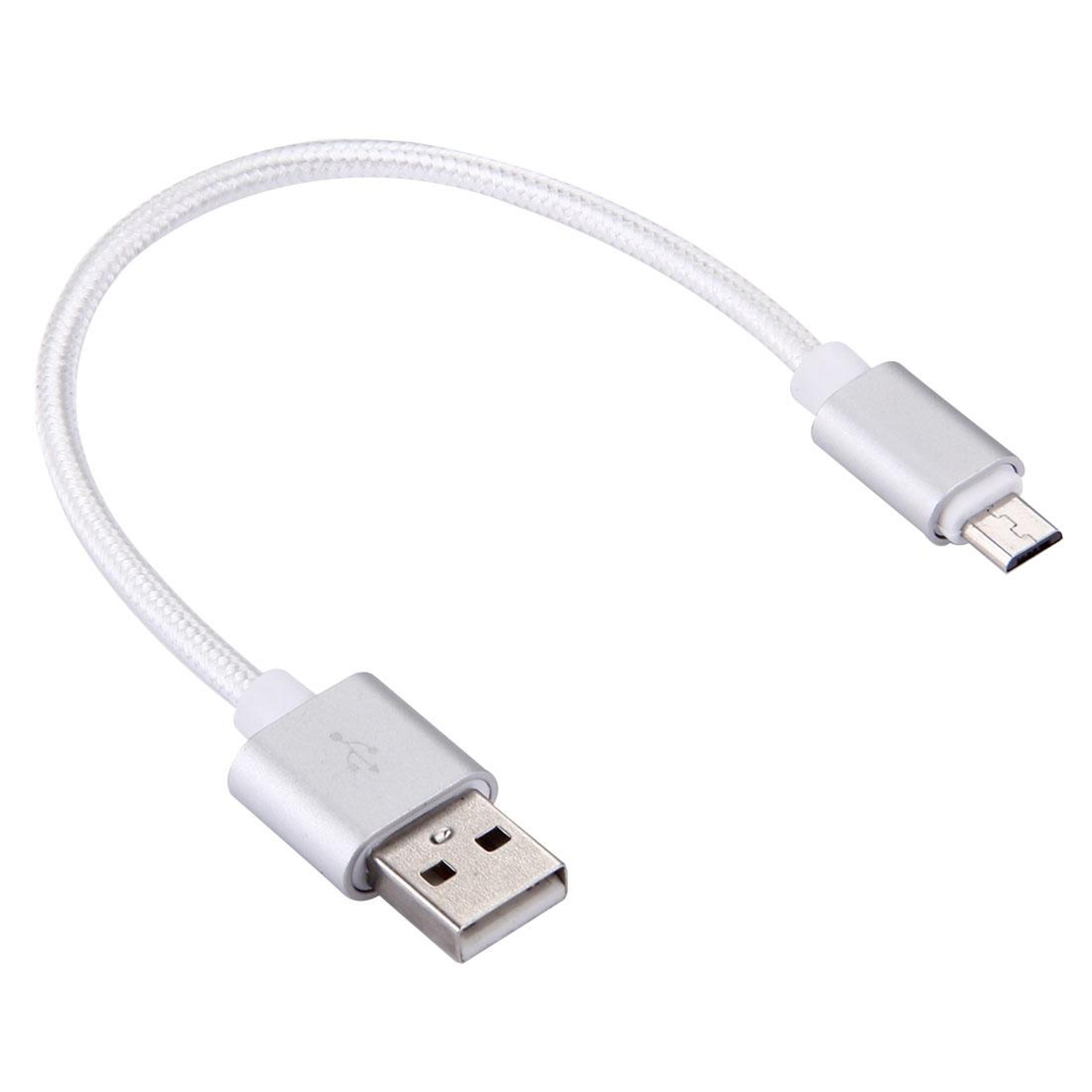 20cm braided micro usb v8 fast charging & data cable 2a metal head
