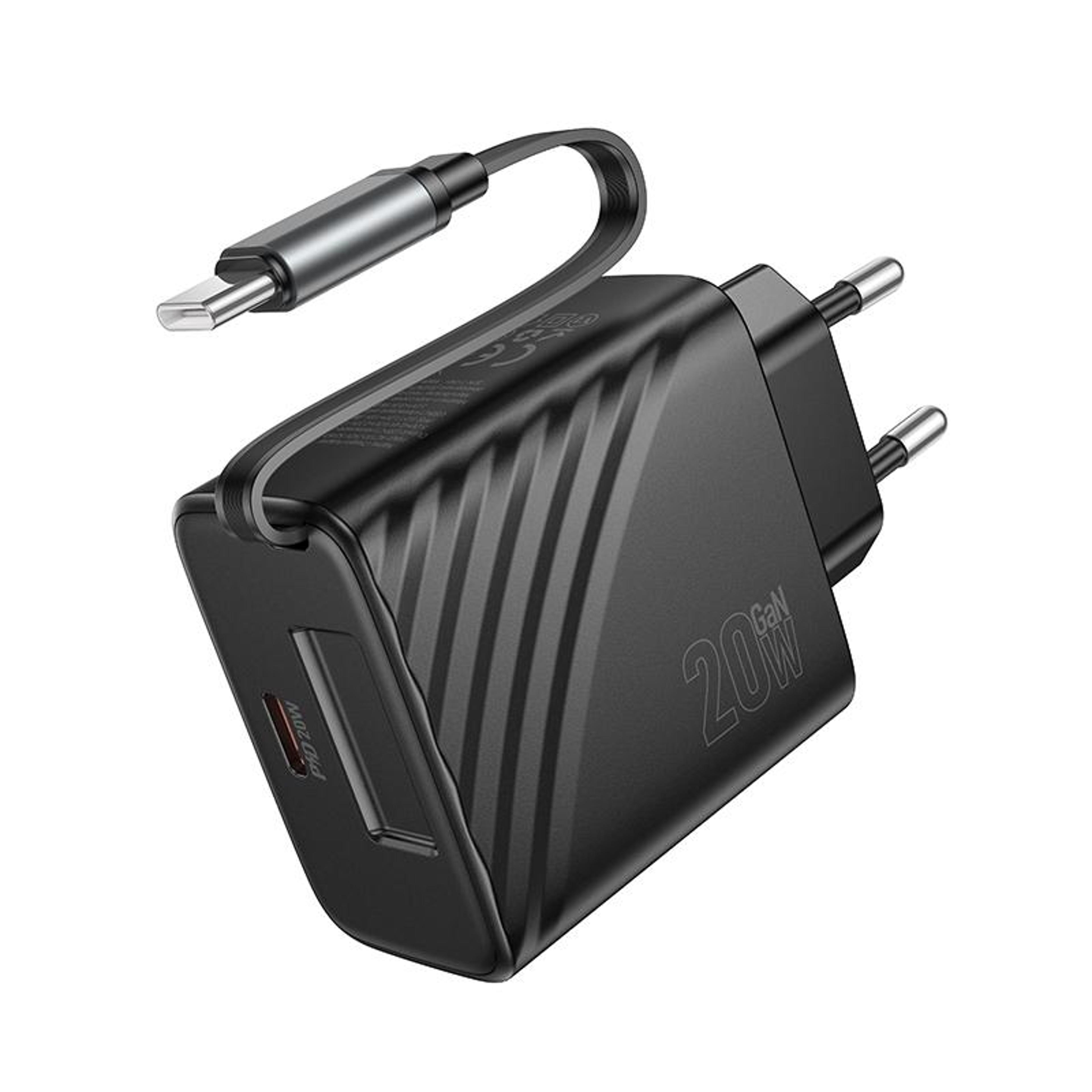 n57 pd20w usb-c fast charger dual port retractable cable