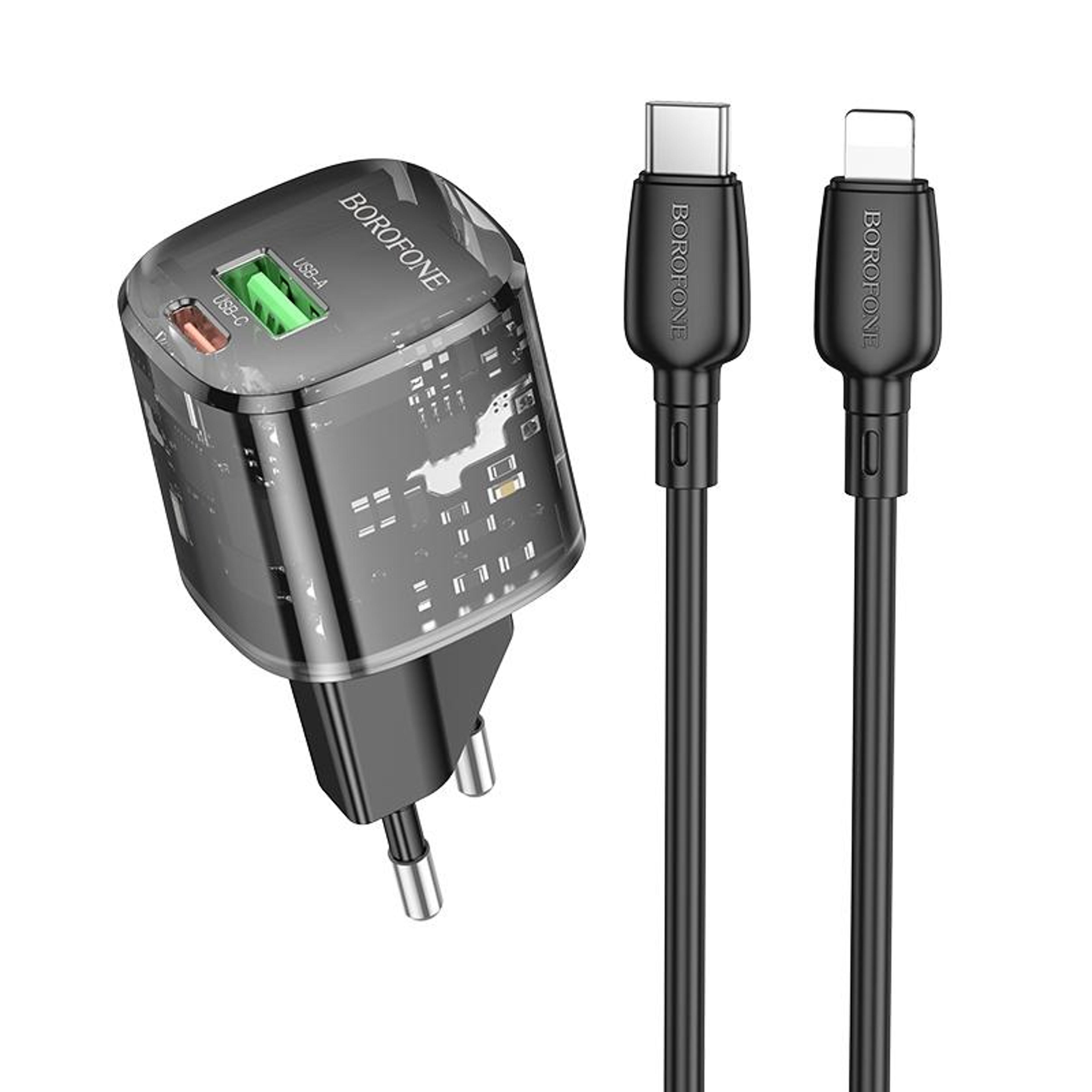 bn17 pd20w fast charger with usb-c to lightning cable dual port charging kit