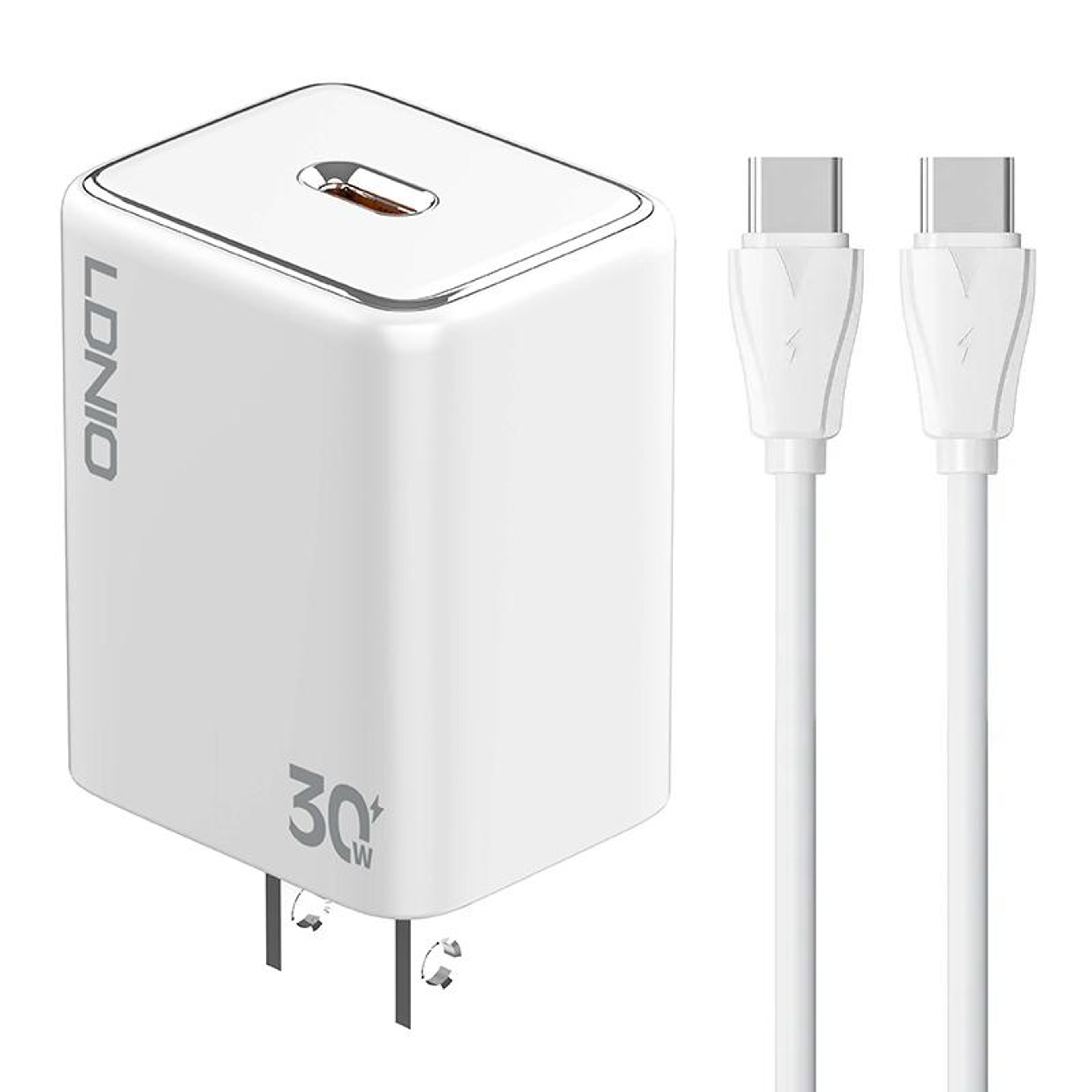 a1508c 30w usb-c pd fast charger with 1m type-c cable (white)